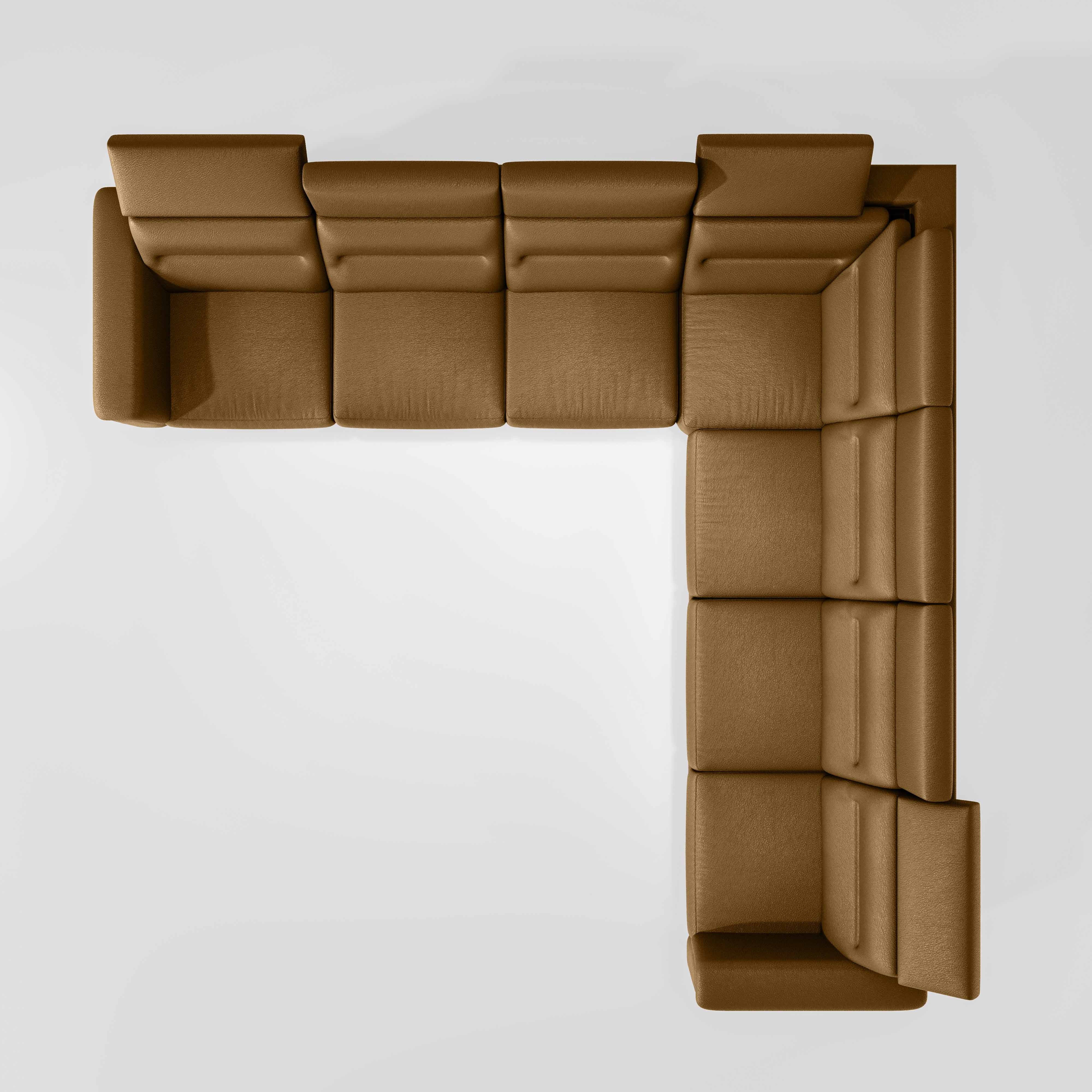 Crescendo 3 Seater + Corner + 3 Seater Leatherette Fabric - Tobacco Brown - Image 6