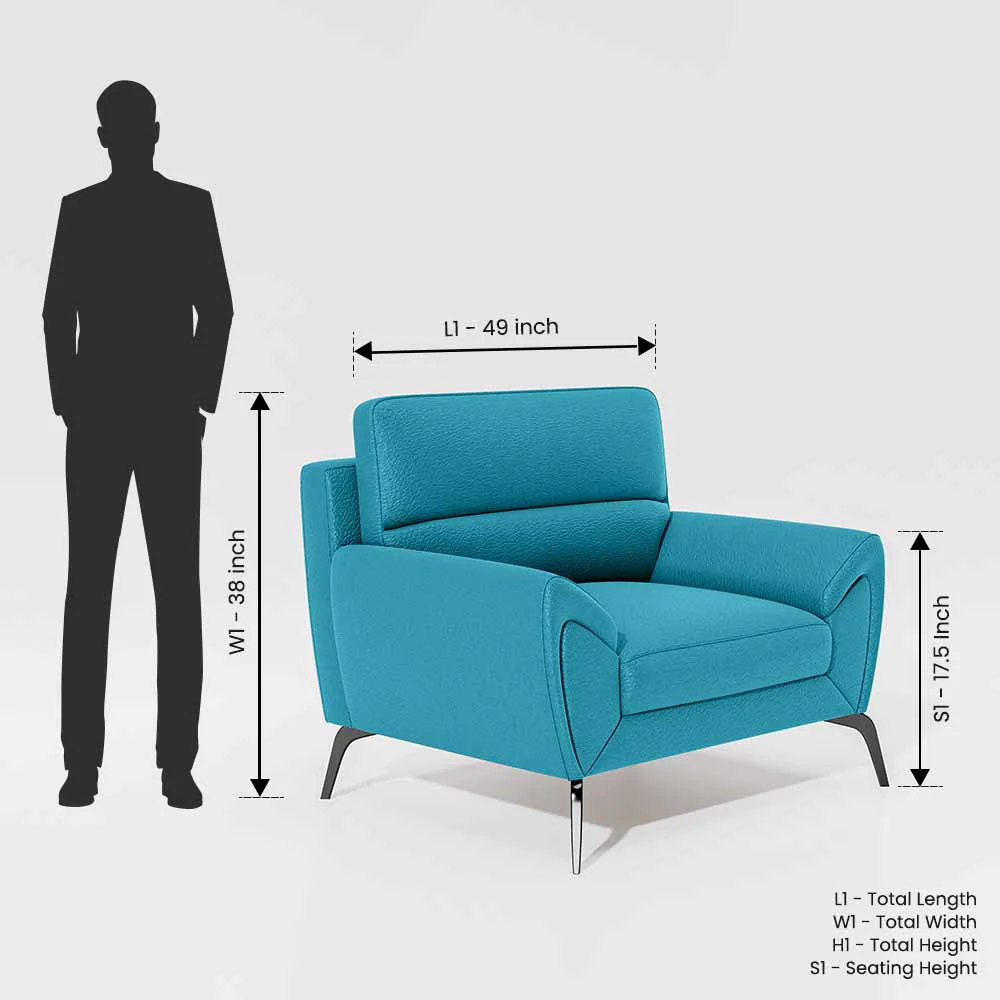 Octave 1 Seater Seater-Suede fabric - Celestial blue - Image 7