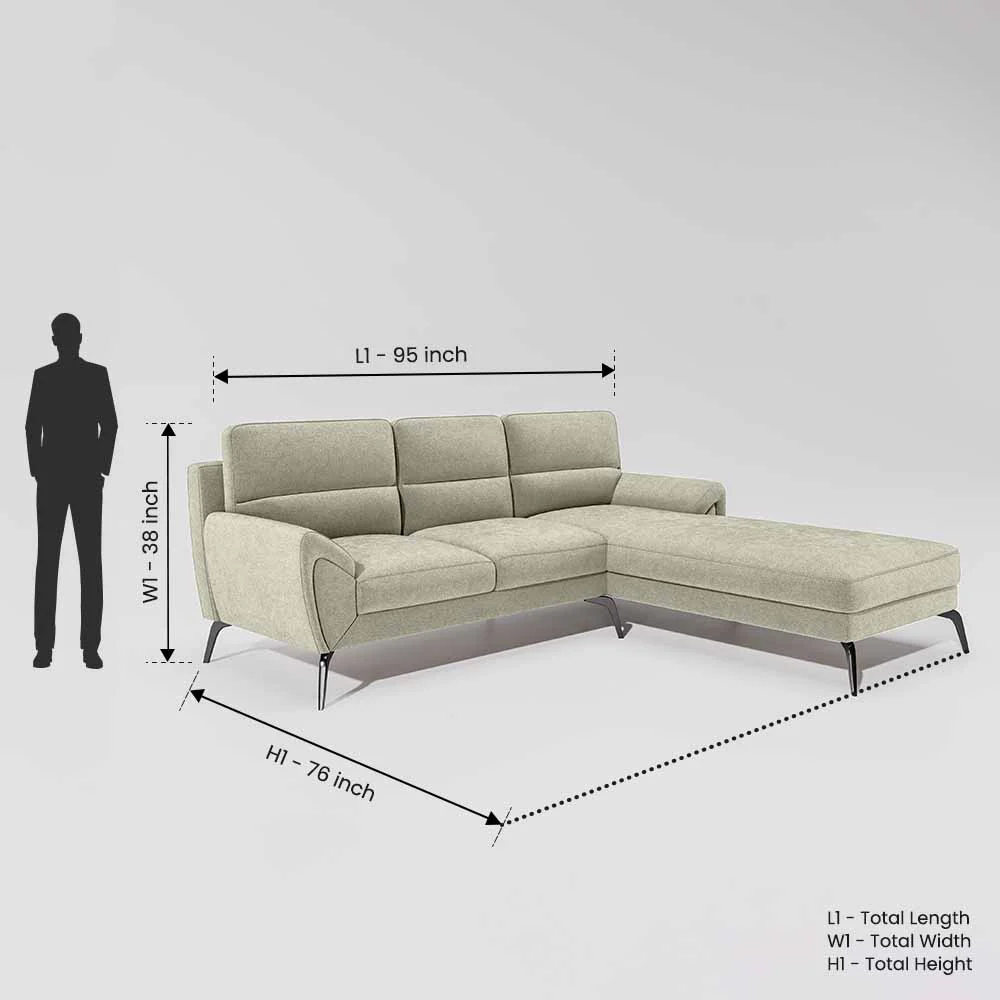 Octave 2 Seater Sofa with LH Lounger Water & Stain Repellent Fabric - Pistachio Shell - Image 7