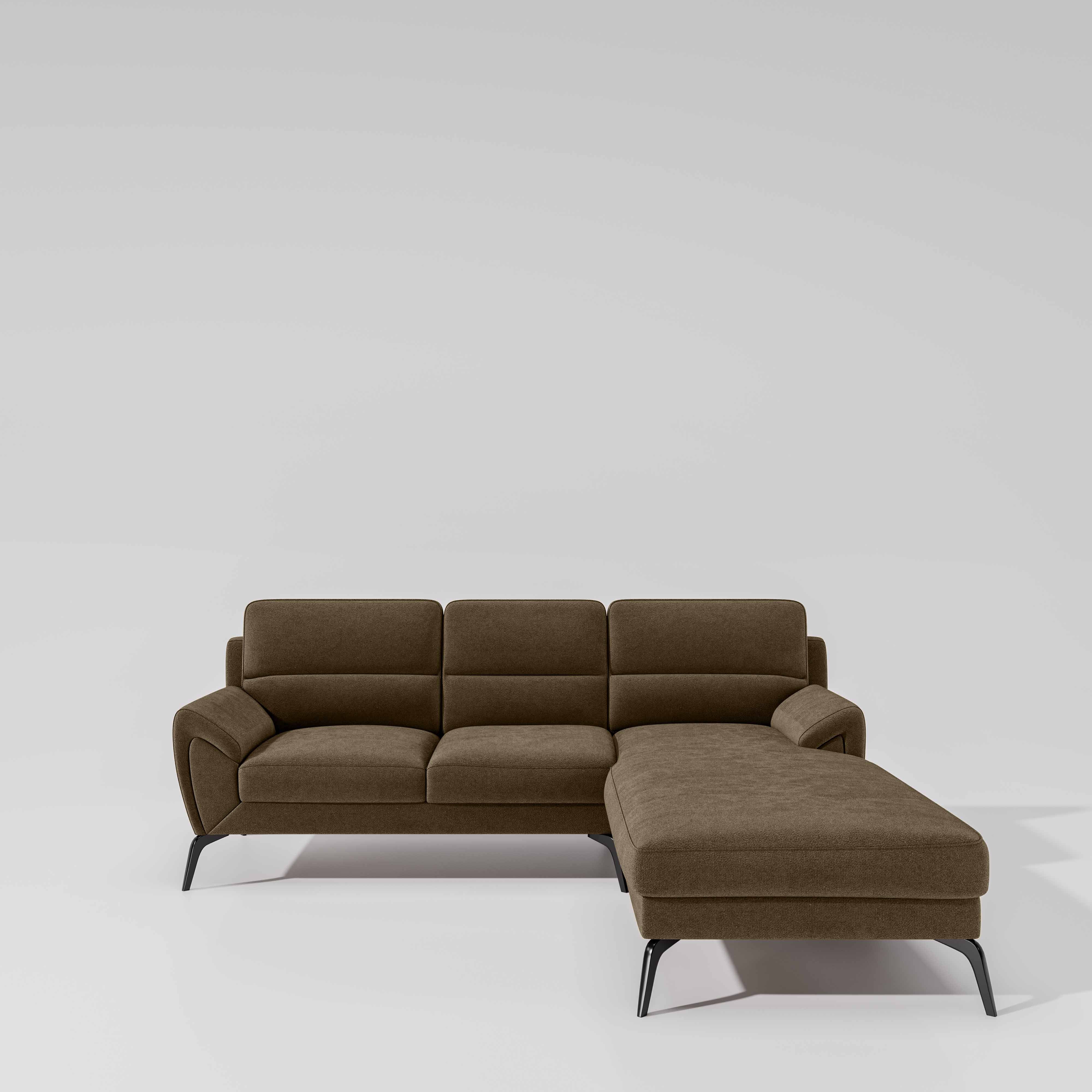 Octave 2 Seater Sofa with LH Lounger Water & Stain Repellent Fabric - Dark Earth - Image 2
