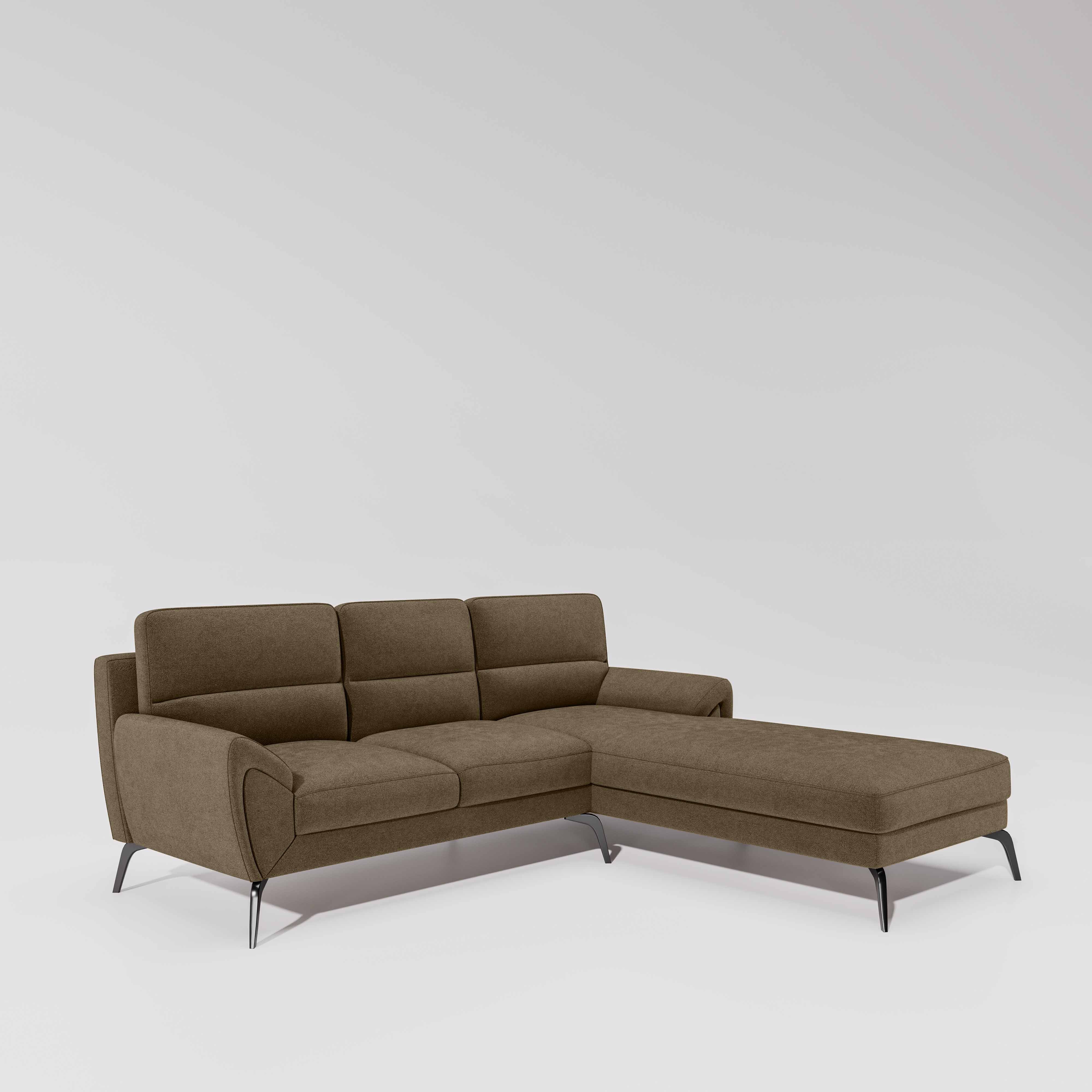 Octave 2 Seater Sofa with LH Lounger Water & Stain Repellent Fabric - Dark Earth - Image 3