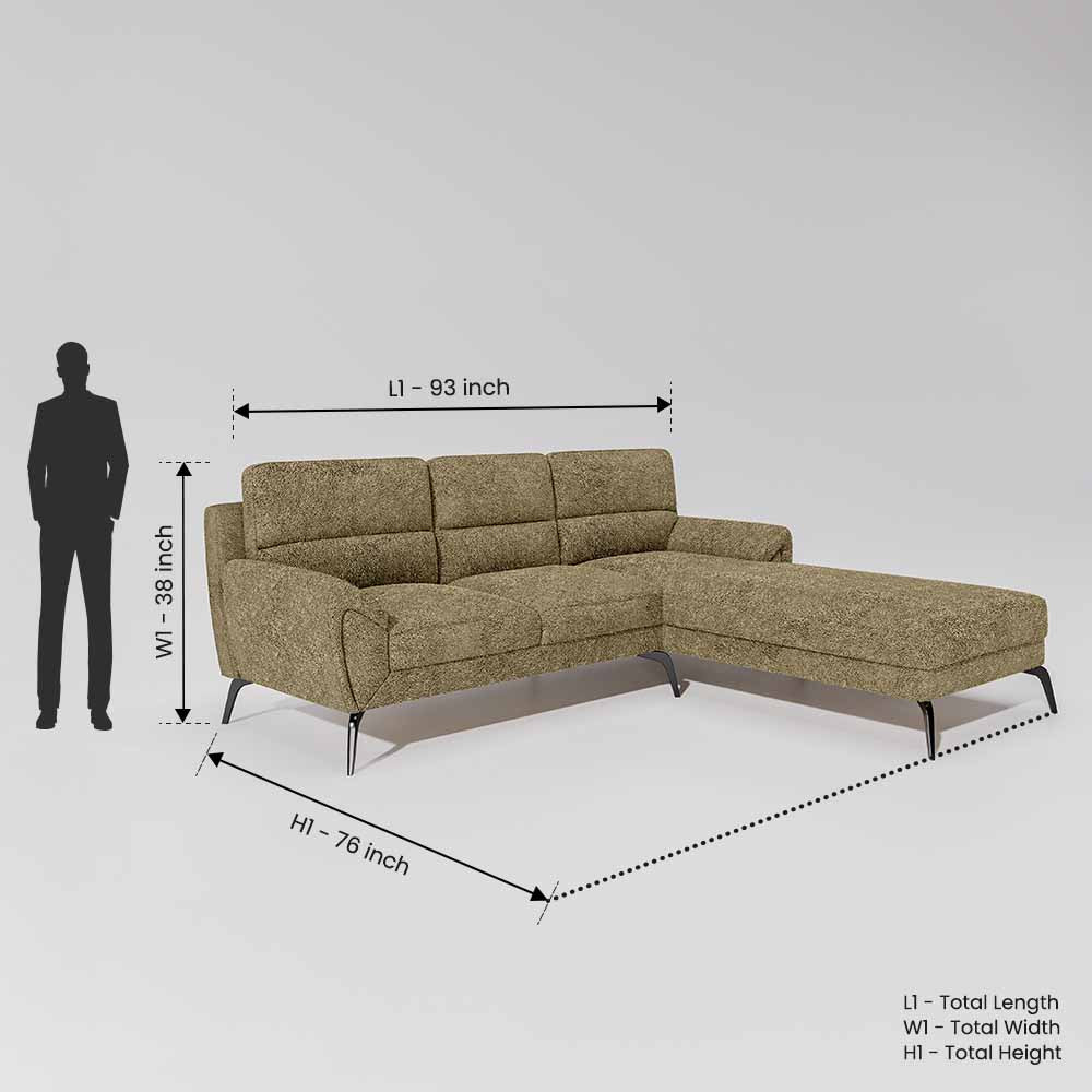 Octave 2 Seater Sofa with LH Lounger Boucle Fabric - Irish Cream - Image 7