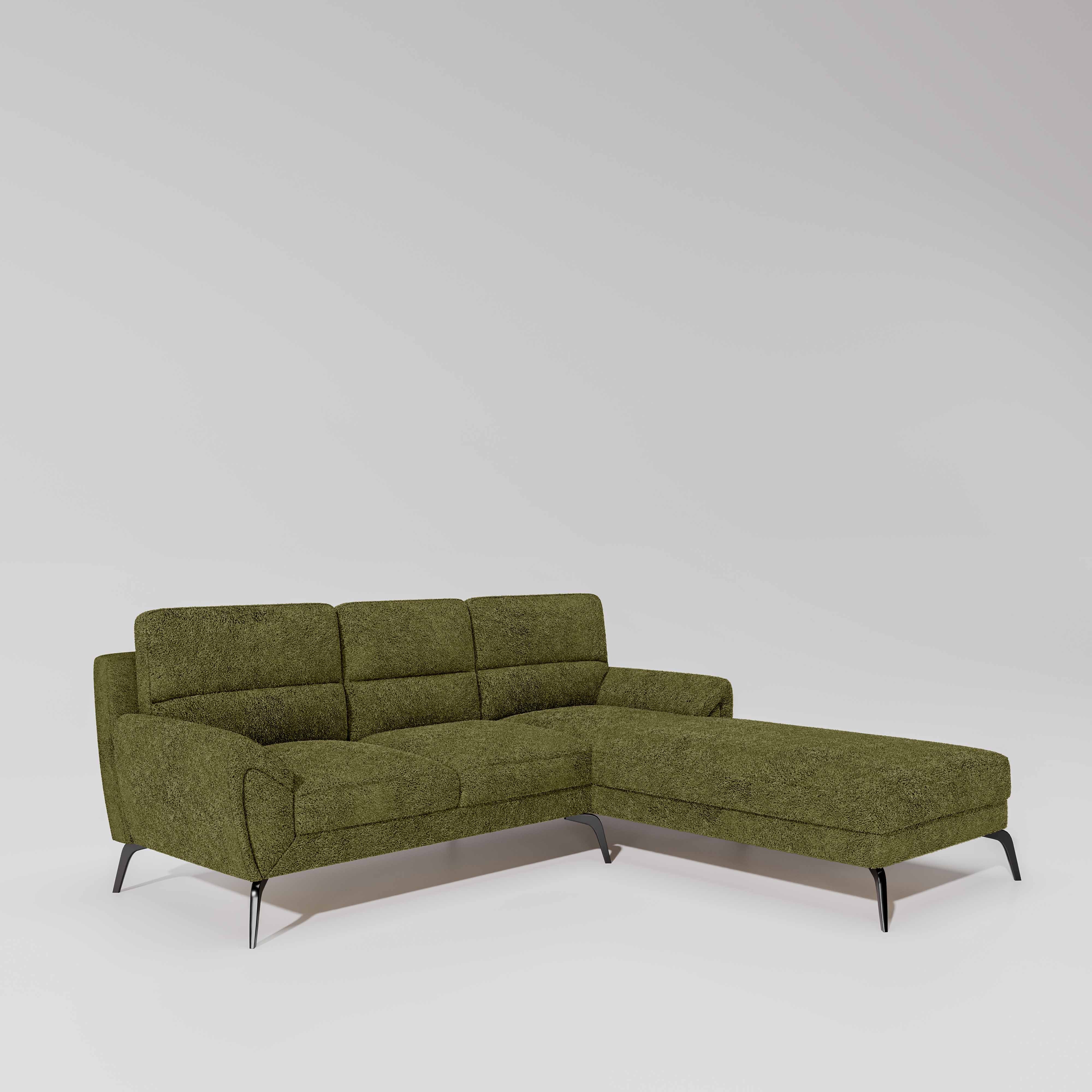 Octave 2 Seater Sofa with LH Lounger Boucle Fabric - Dried Herb - Image 3