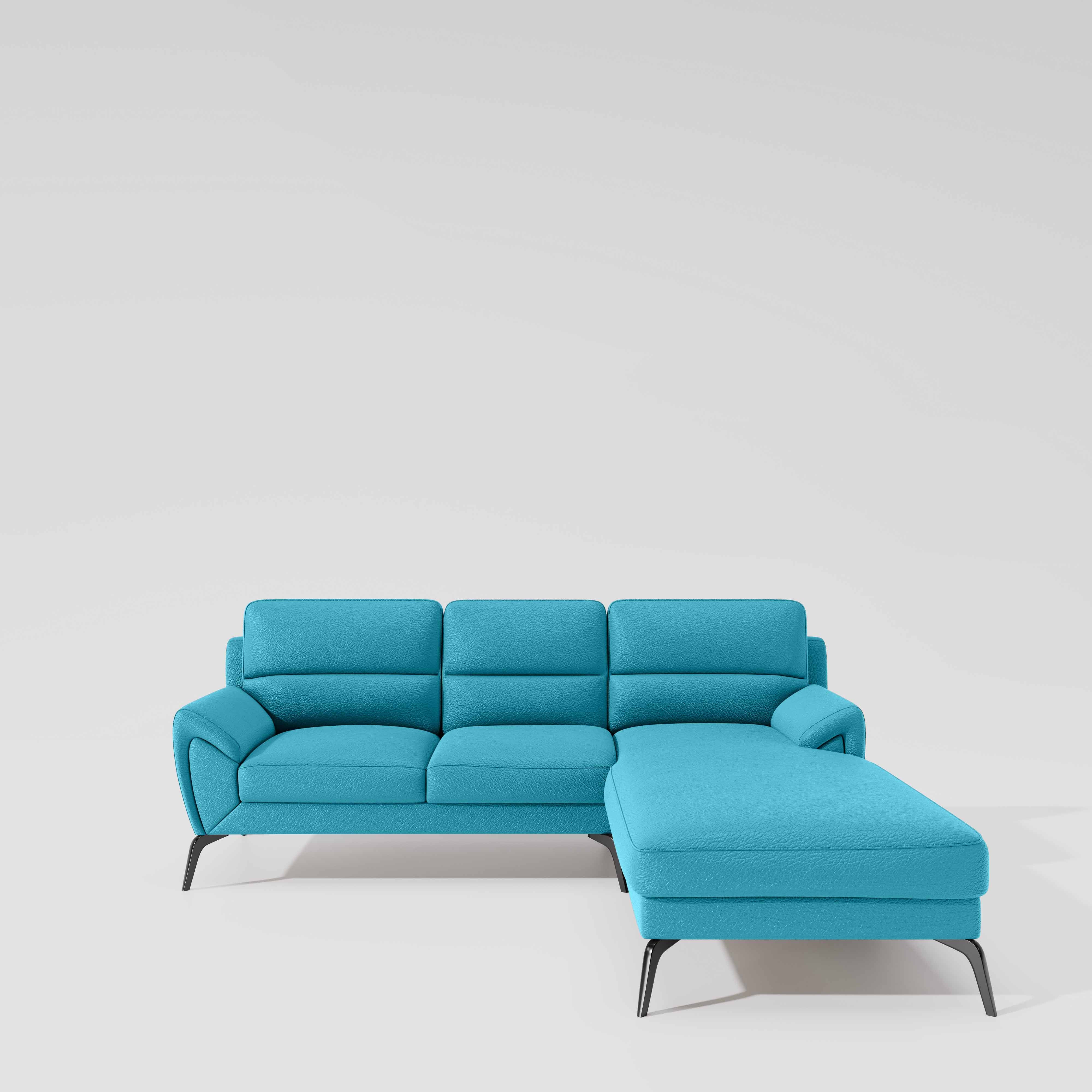 Octave 2 Seater Sofa with LH Lounger Suede Fabric - Celestial Blue - Image 7