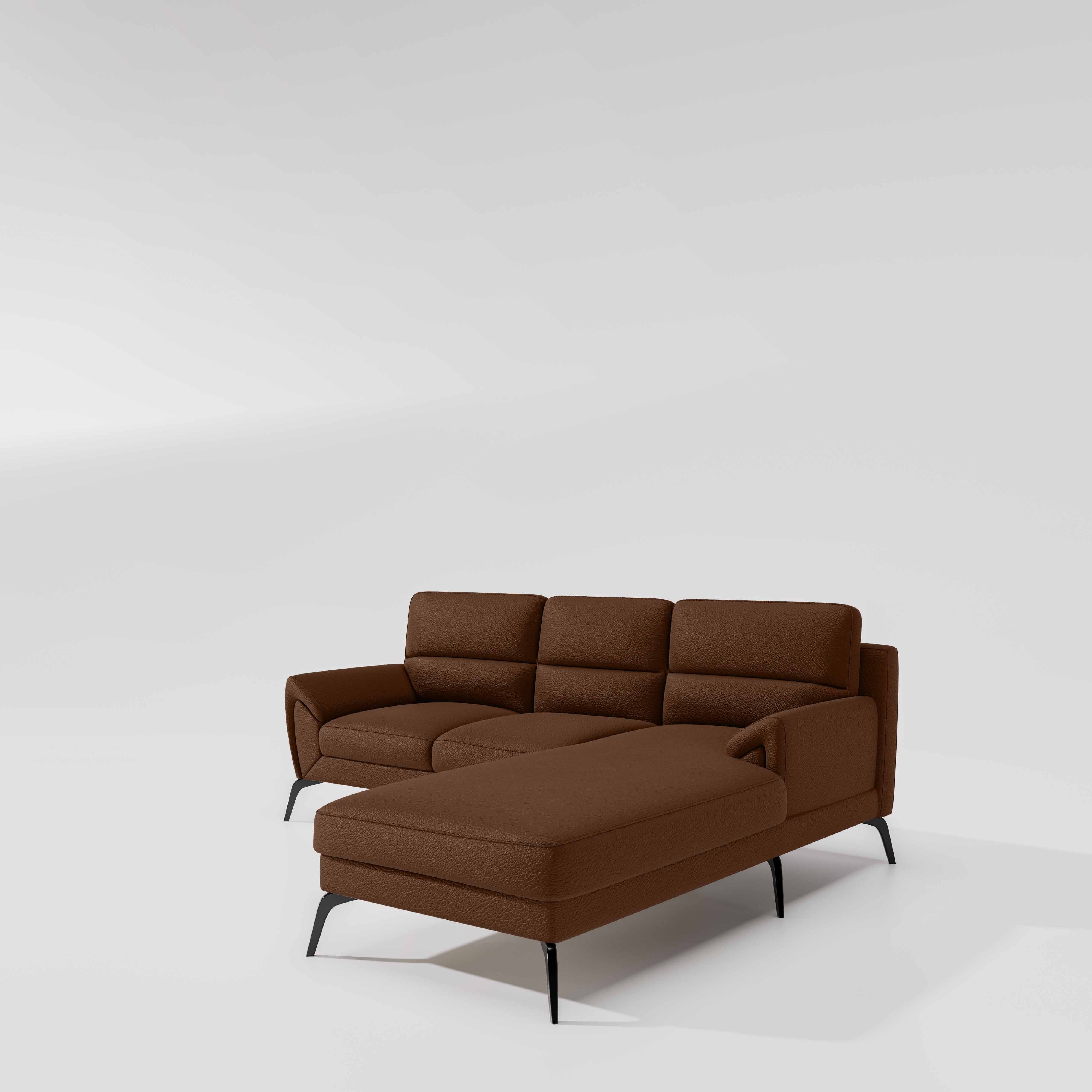 Octave 2 Seater Sofa with LH Lounger Suede Fabric  - Capuccino - Image 4