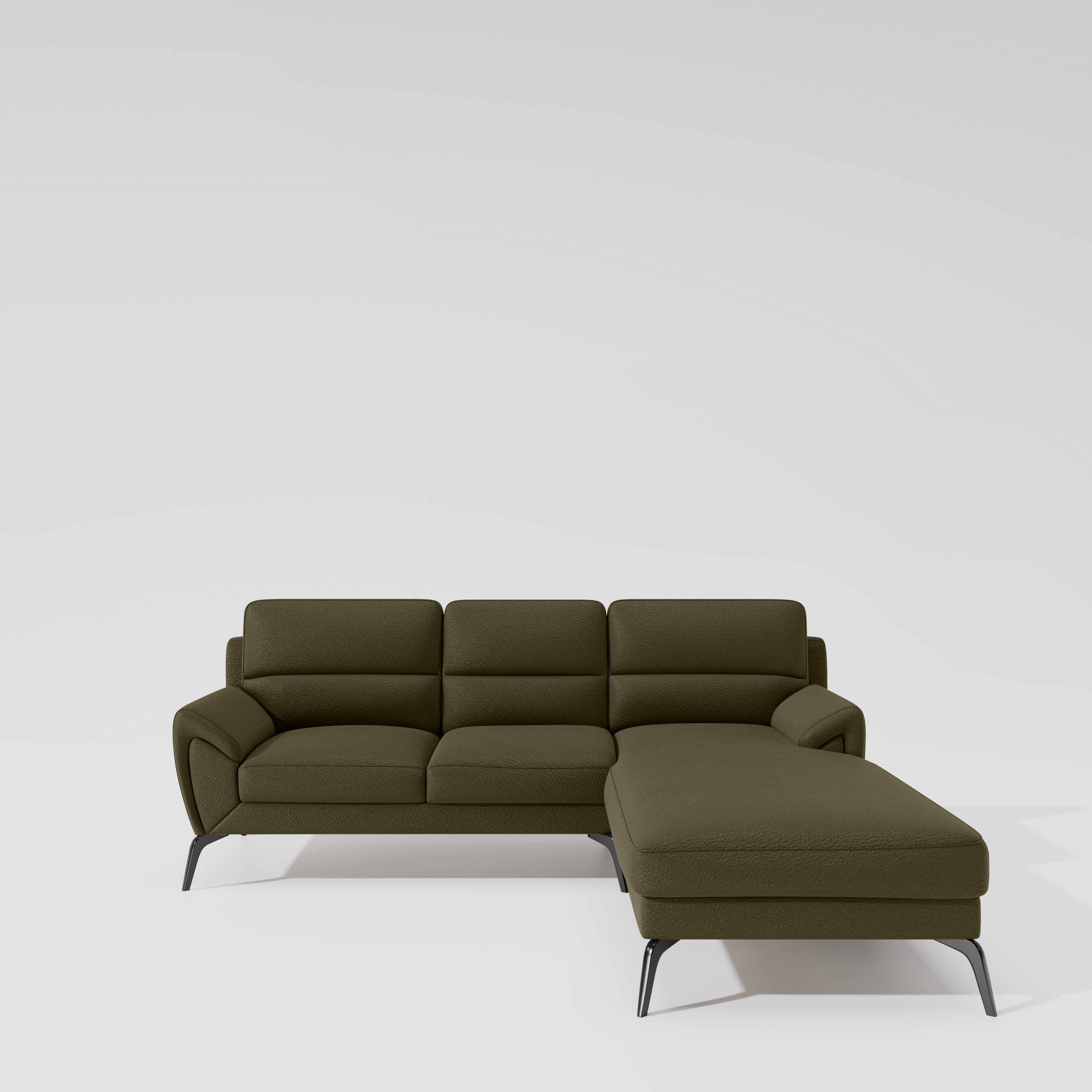 Octave 2 Seater Sofa with LH Lounger Suede Fabric  - Avacado - Image 2