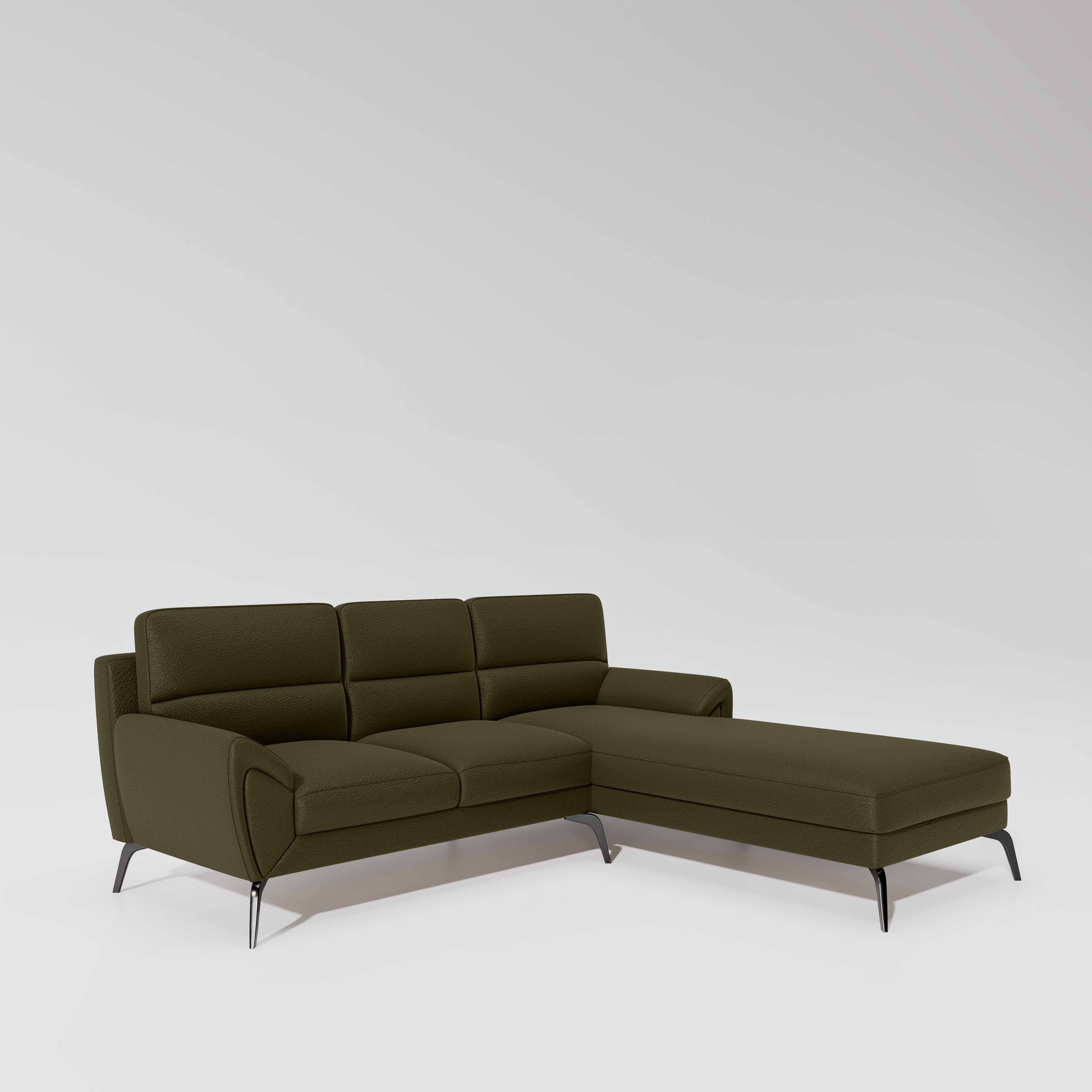 Octave 2 Seater Sofa with LH Lounger Suede Fabric  - Avacado - Image 3