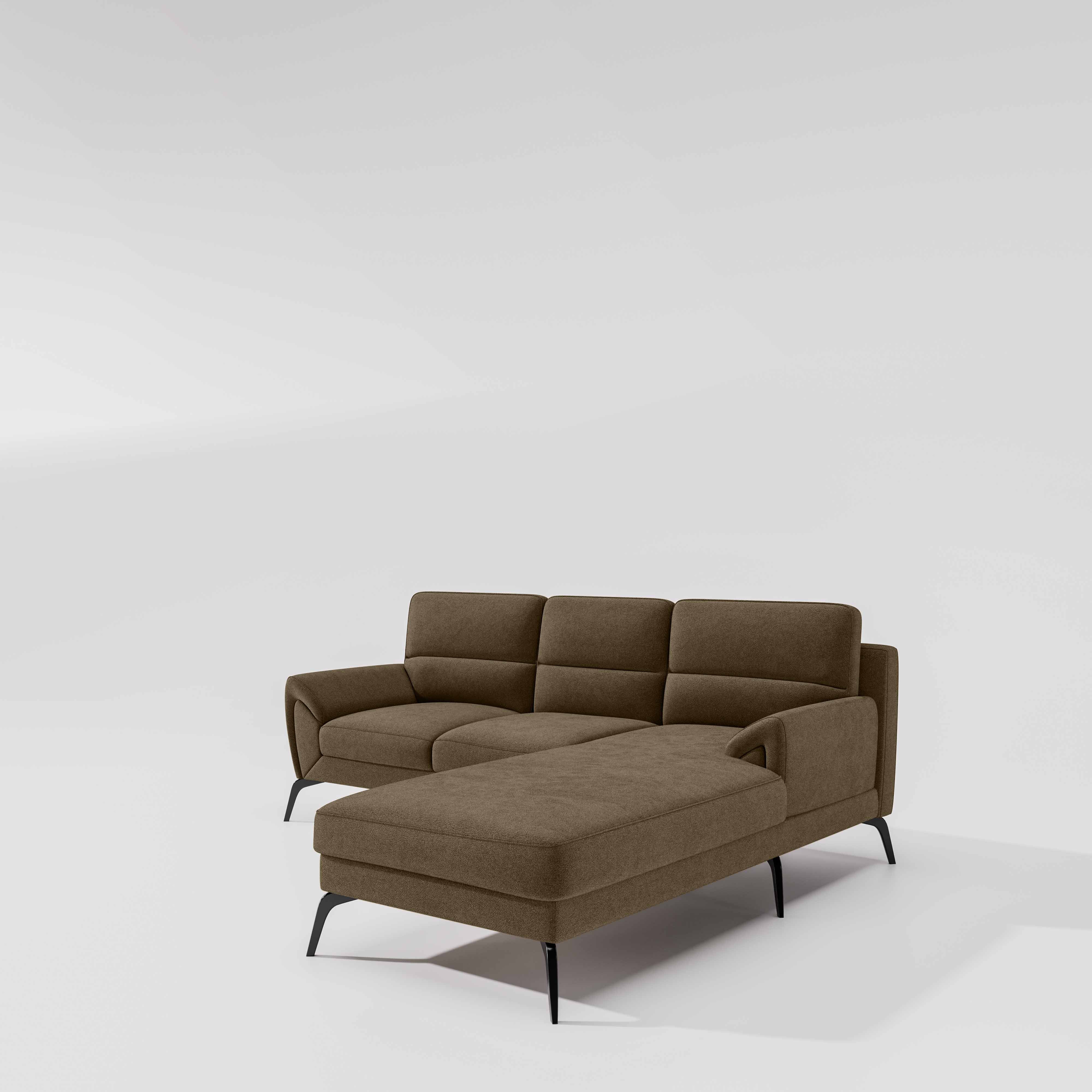 Octave 2 Seater Sofa with RH Lounger Water & Stain Repellent Fabric  - Dark Earth - Image 4