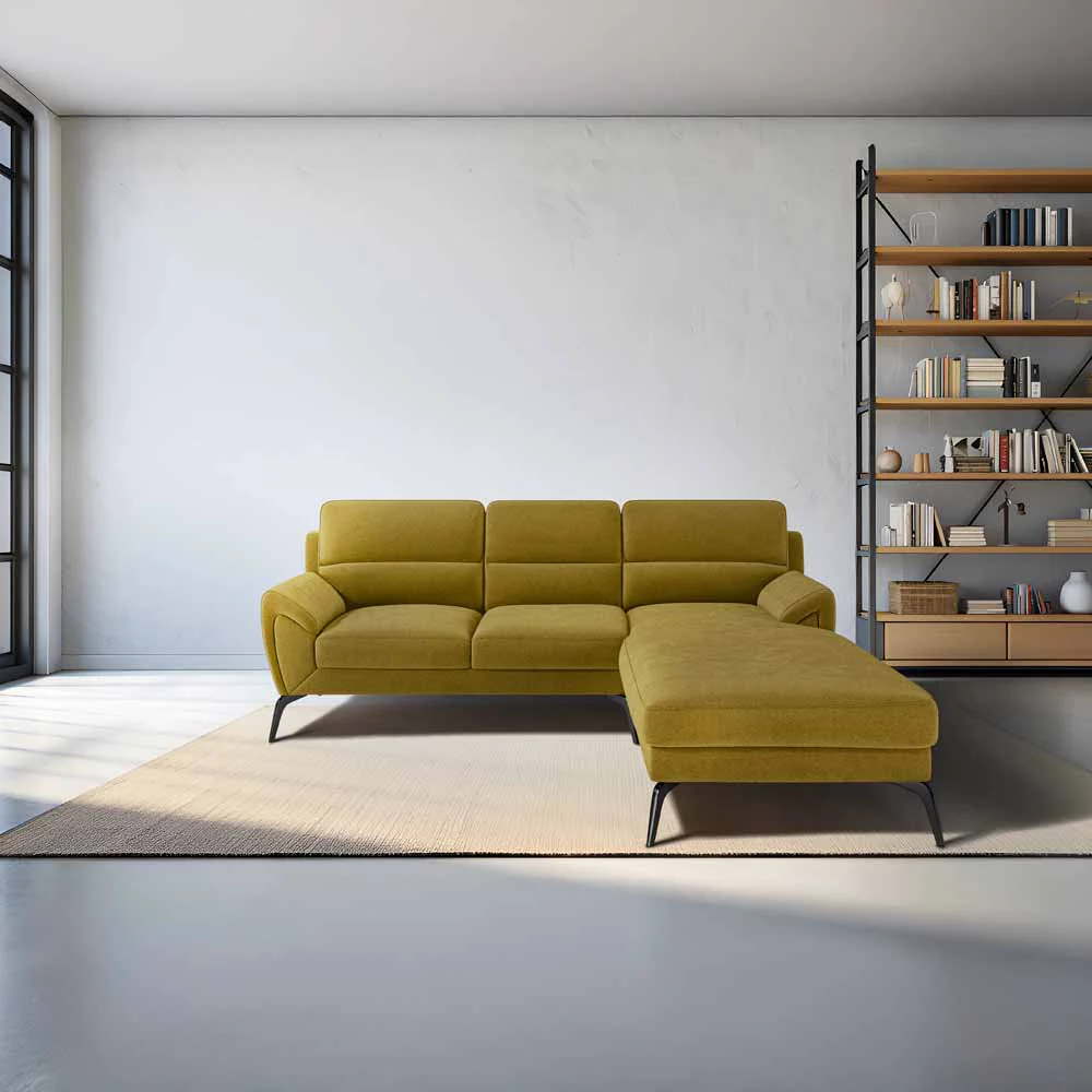 Octave 2 Seater Sofa with RH Lounger Water & Stain Repellent Fabric - Honey