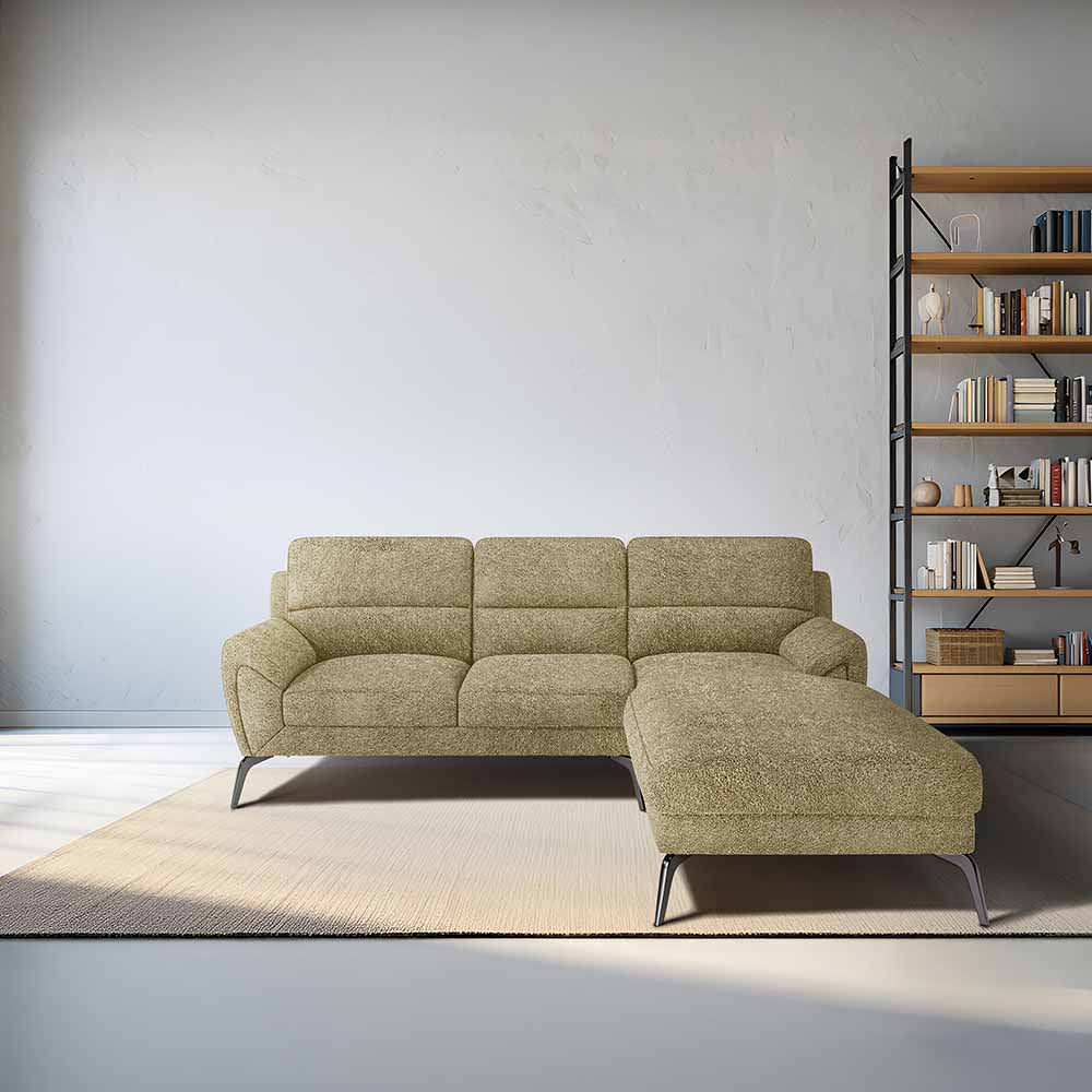 Octave 2 Seater Sofa with RH Lounger Boucle Fabric - Irish Cream