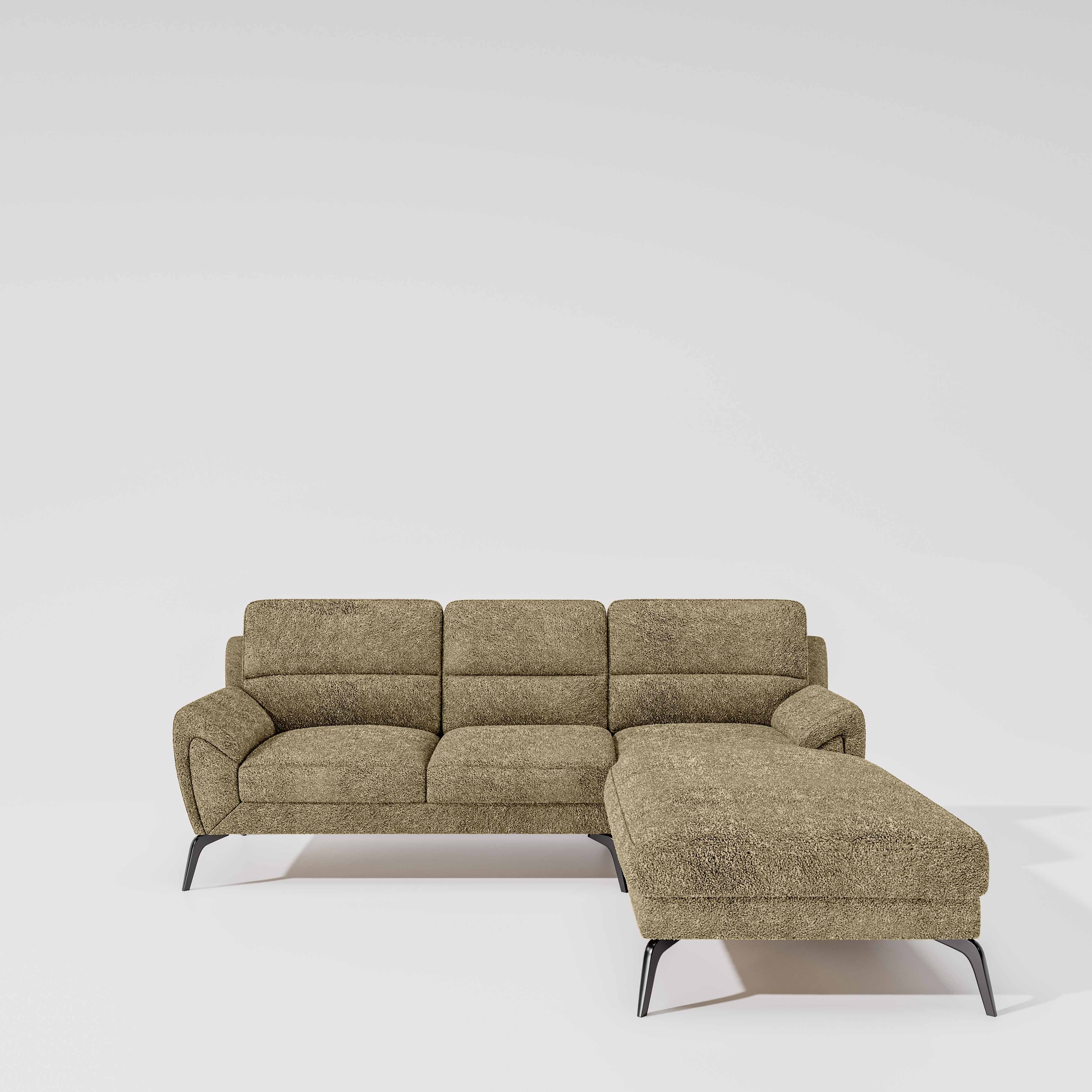 Octave 2 Seater Sofa with RH Lounger Boucle Fabric - Irish Cream - Image 2