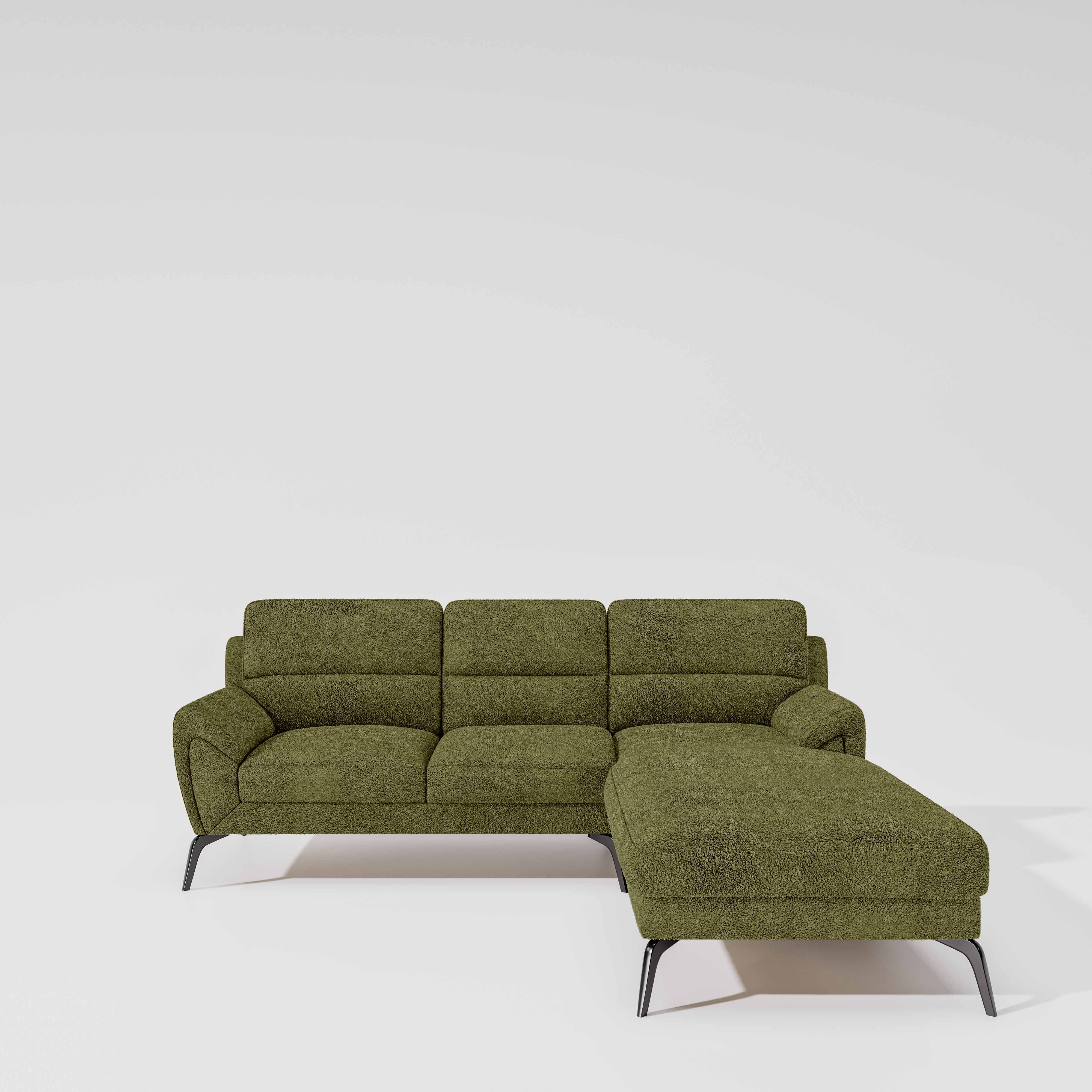 Octave 2 Seater Sofa with RH Lounger Boucle Fabric - Dried Herb - Image 2