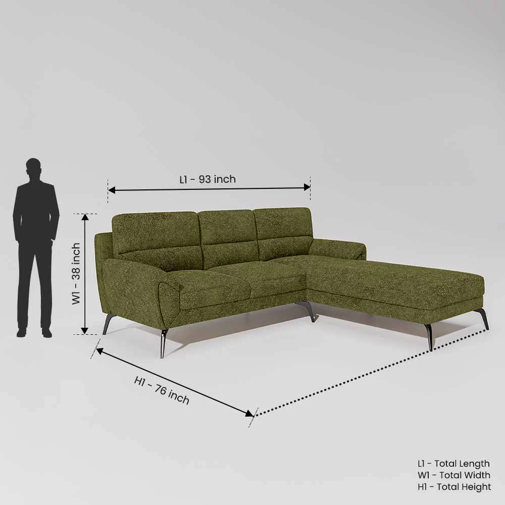 Octave 2 Seater Sofa with RH Lounger Boucle Fabric - Dried Herb - Image 7