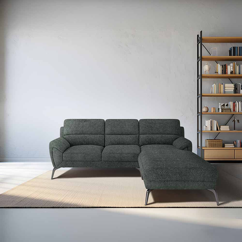 Octave 2 Seater Sofa with RH Lounger Boucle Fabric - Sedona Sage