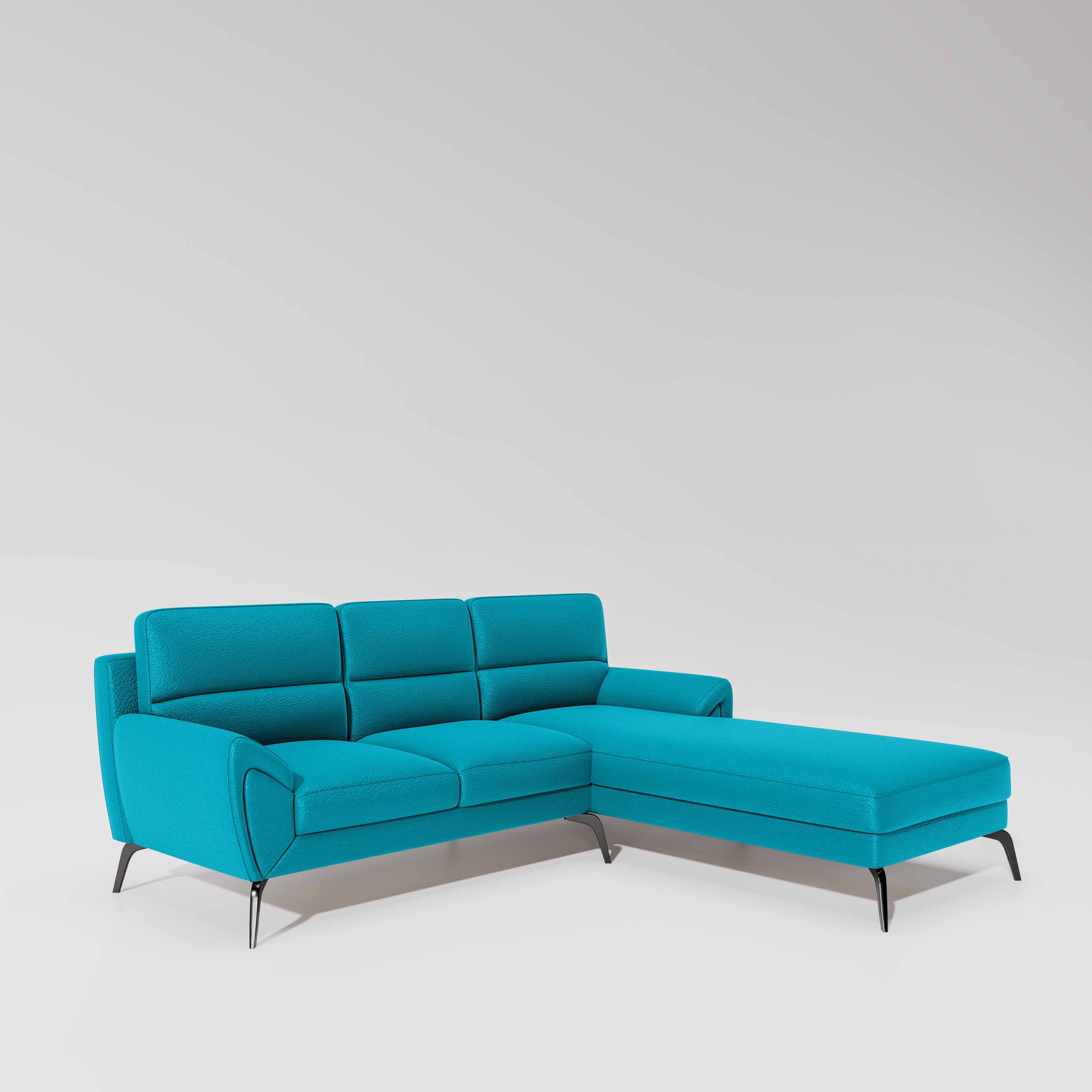 Octave 2 Seater Sofa with RH Lounger Suede Fabric - Celestial Blue - Image 3