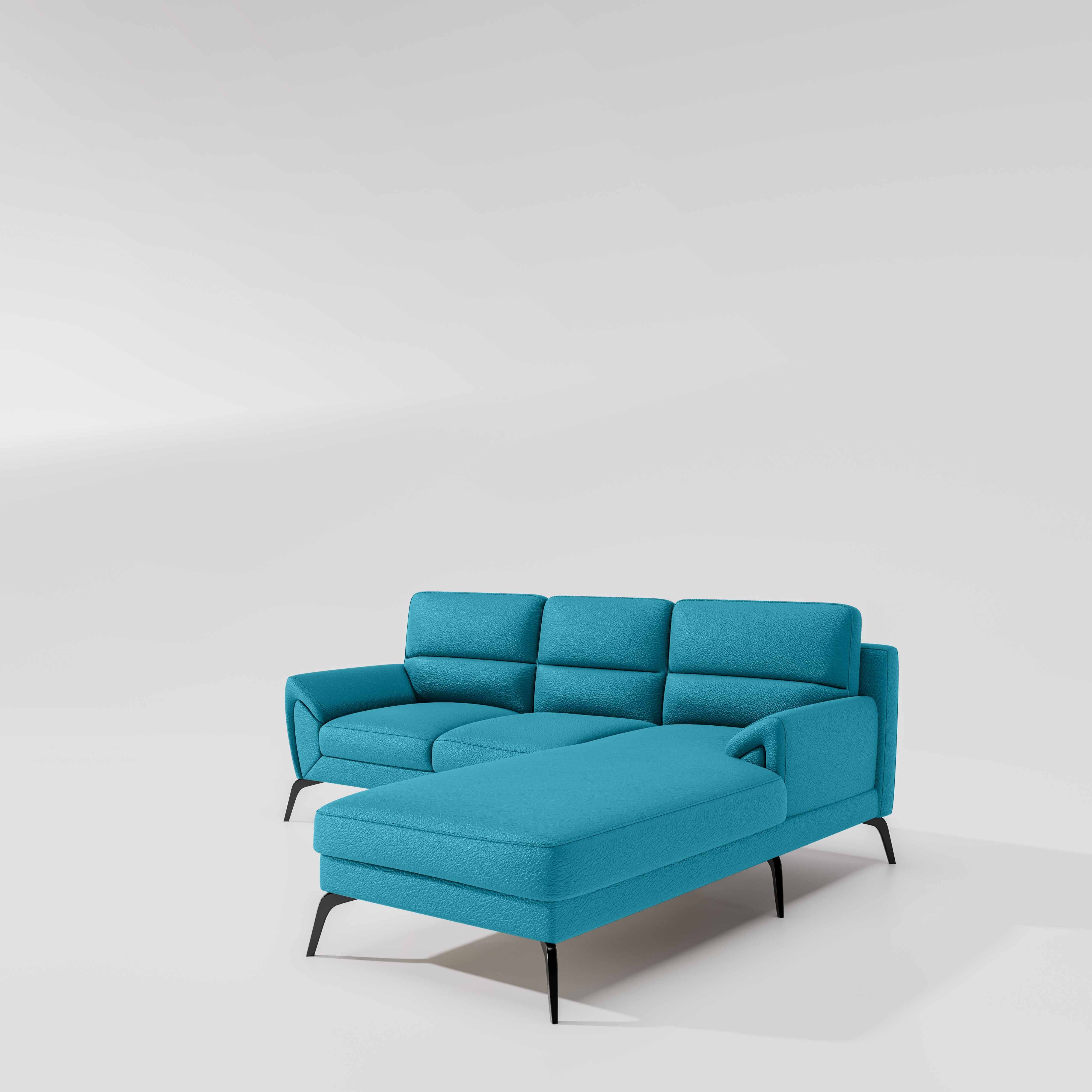 Octave 2 Seater Sofa with RH Lounger Suede Fabric - Celestial Blue - Image 4