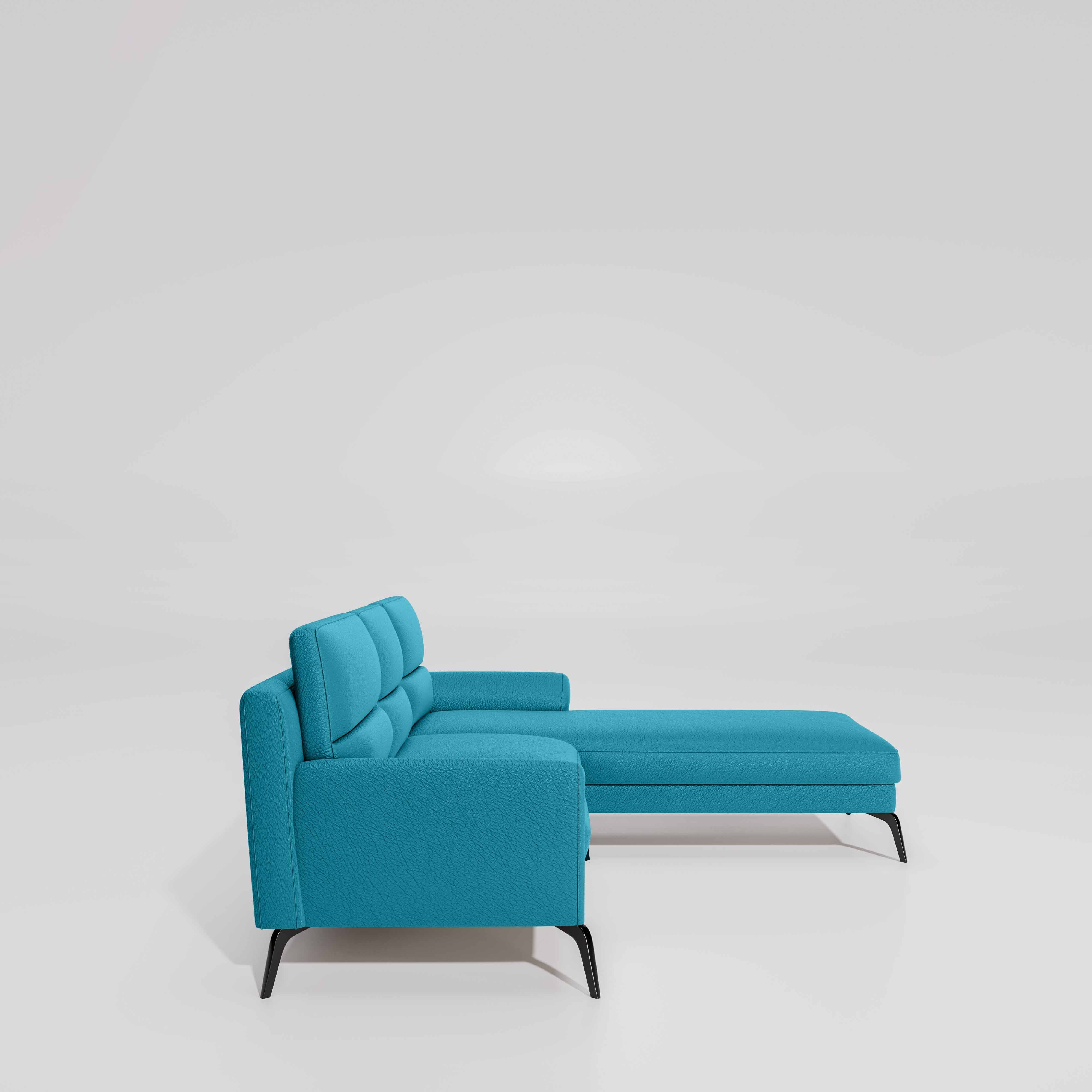 Octave 2 Seater Sofa with RH Lounger Suede Fabric - Celestial Blue - Image 5