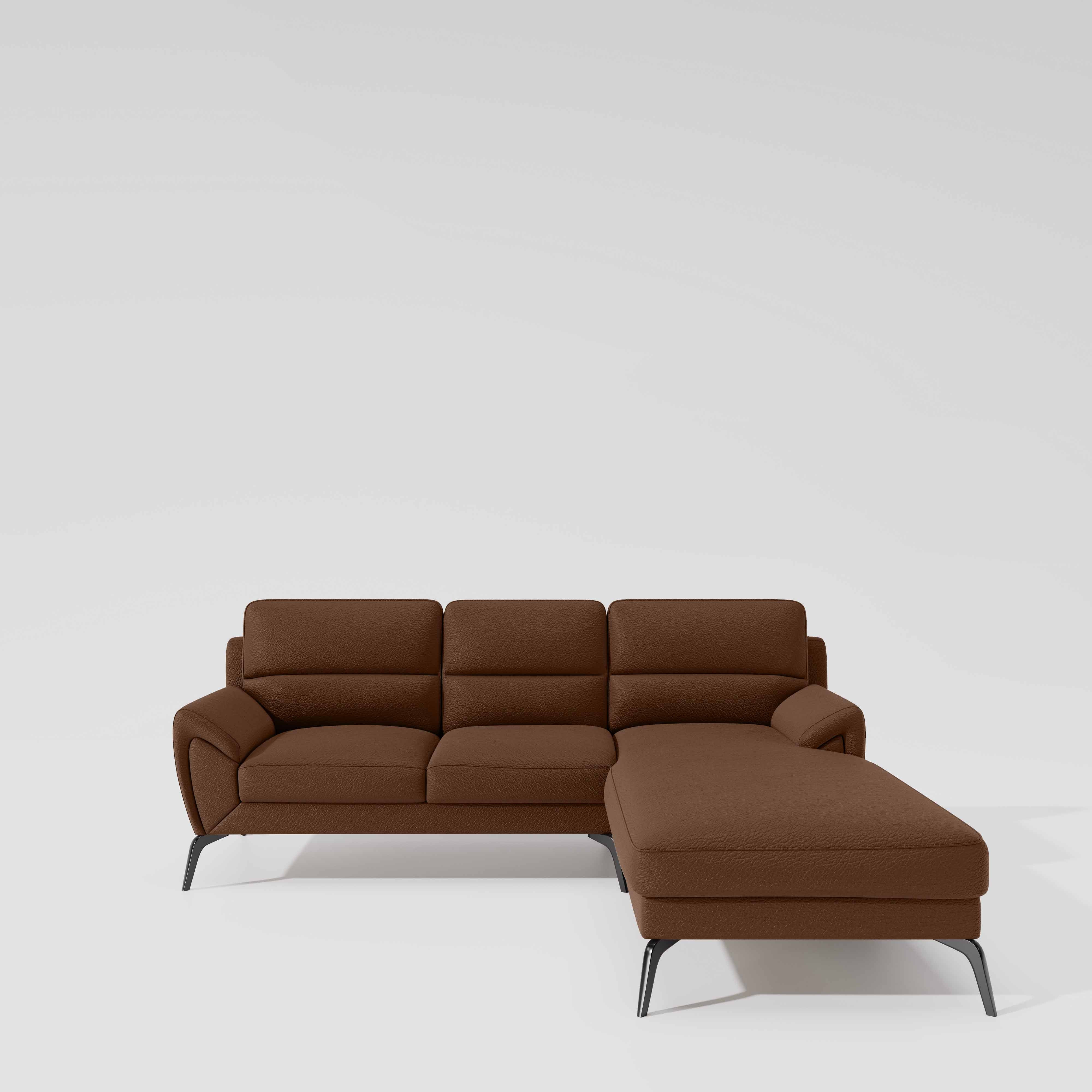Octave 2 Seater Sofa with RH Lounger Suede Fabric - Capuccino - Image 2