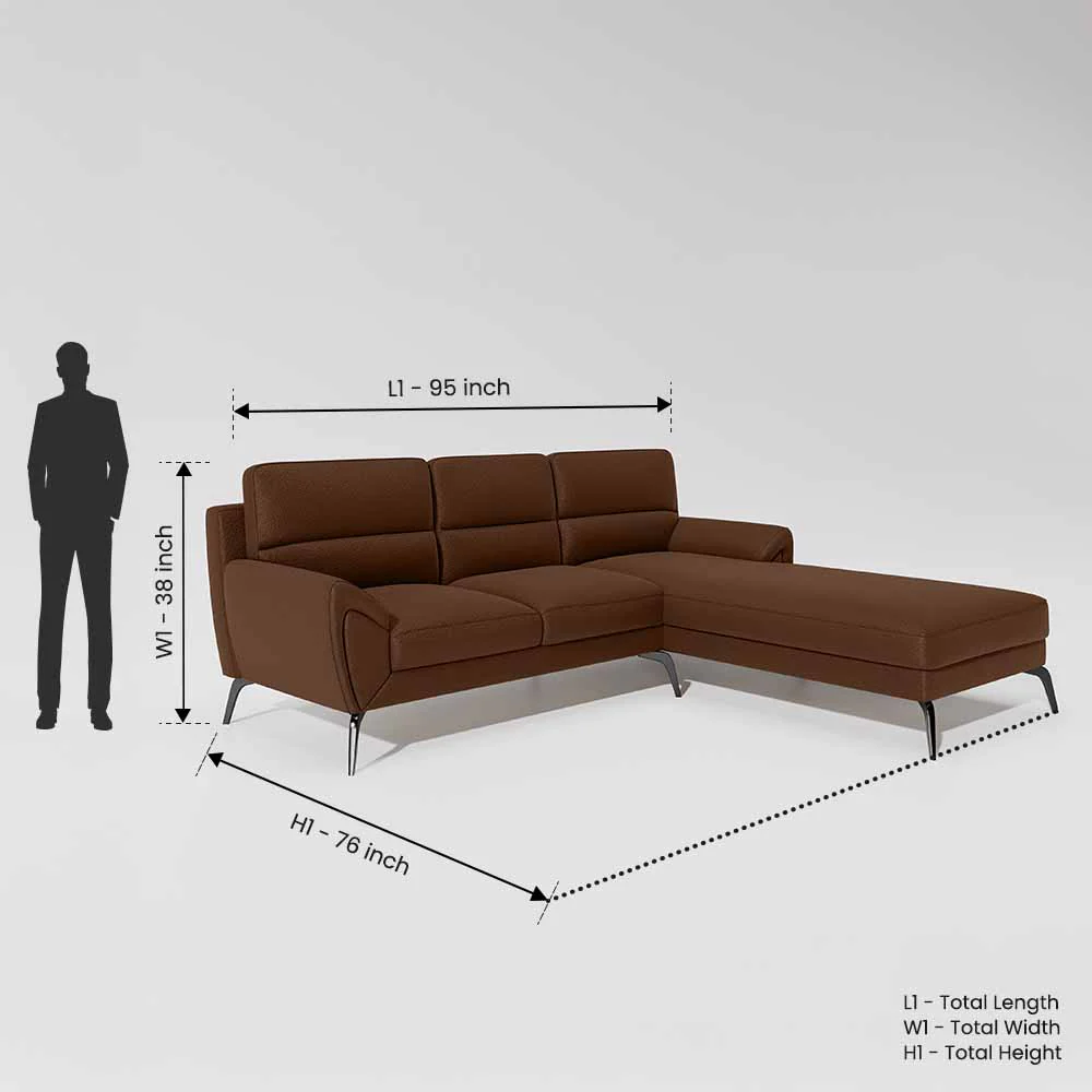 Octave 2 Seater Sofa with RH Lounger Suede Fabric - Capuccino - Image 7