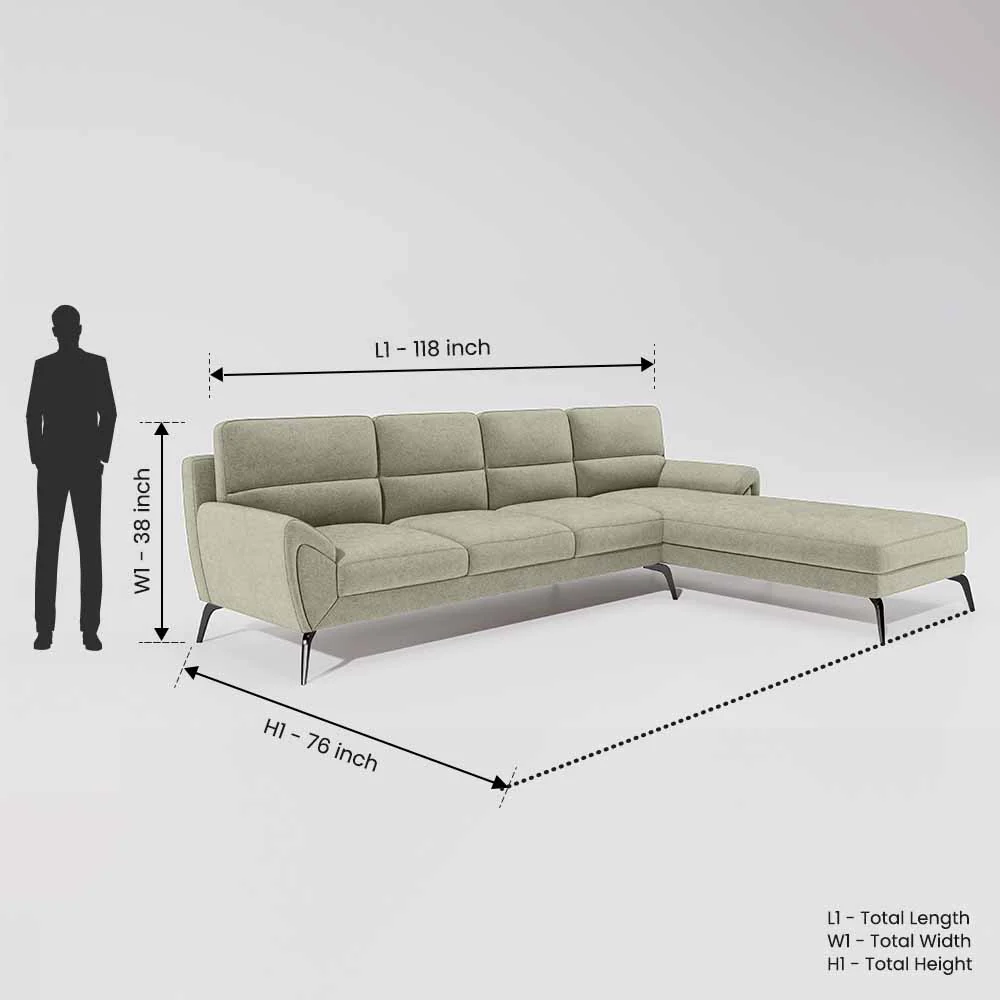 Octave 3 Seater with LH Lounger Water & Stain Repellent Fabric - Pistachio Shell - Image 7