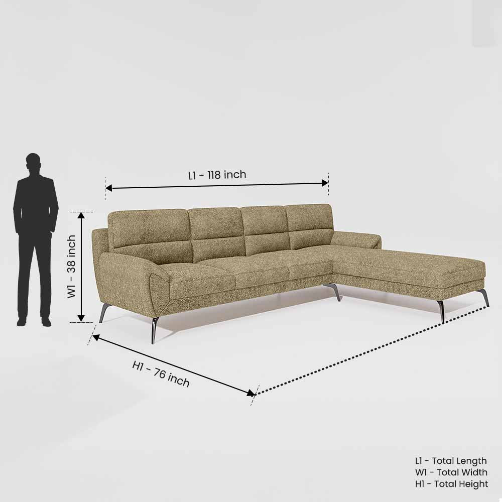 Octave 3 Seater with LH Lounger Boucle Fabric - Irish Cream - Image 7