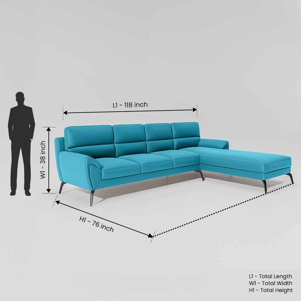 Octave 3 Seater with LH Lounger Suede Fabric - Celestial Blue - Image 7