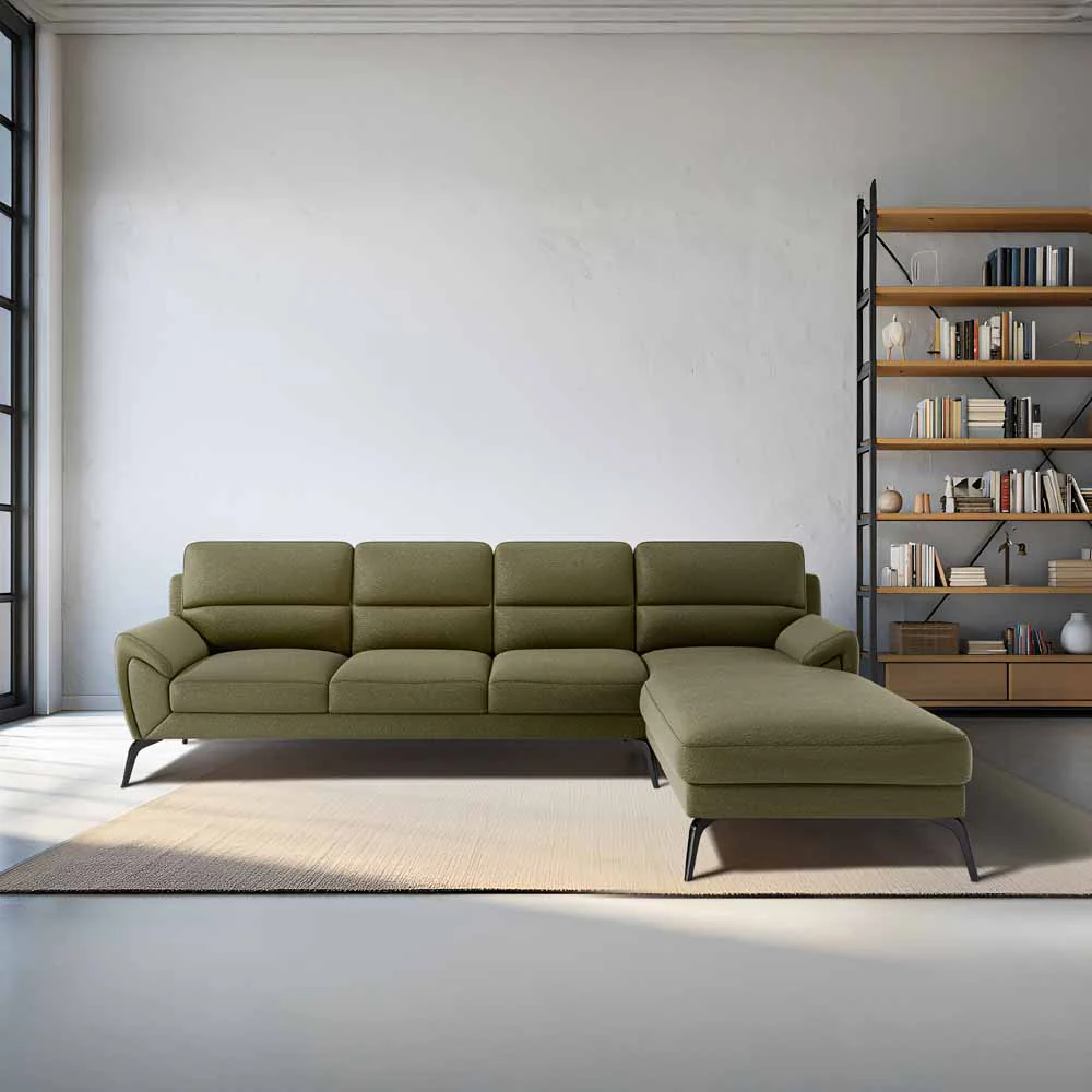 Octave 3 Seater with LH Lounger Suede Fabric - Avocado
