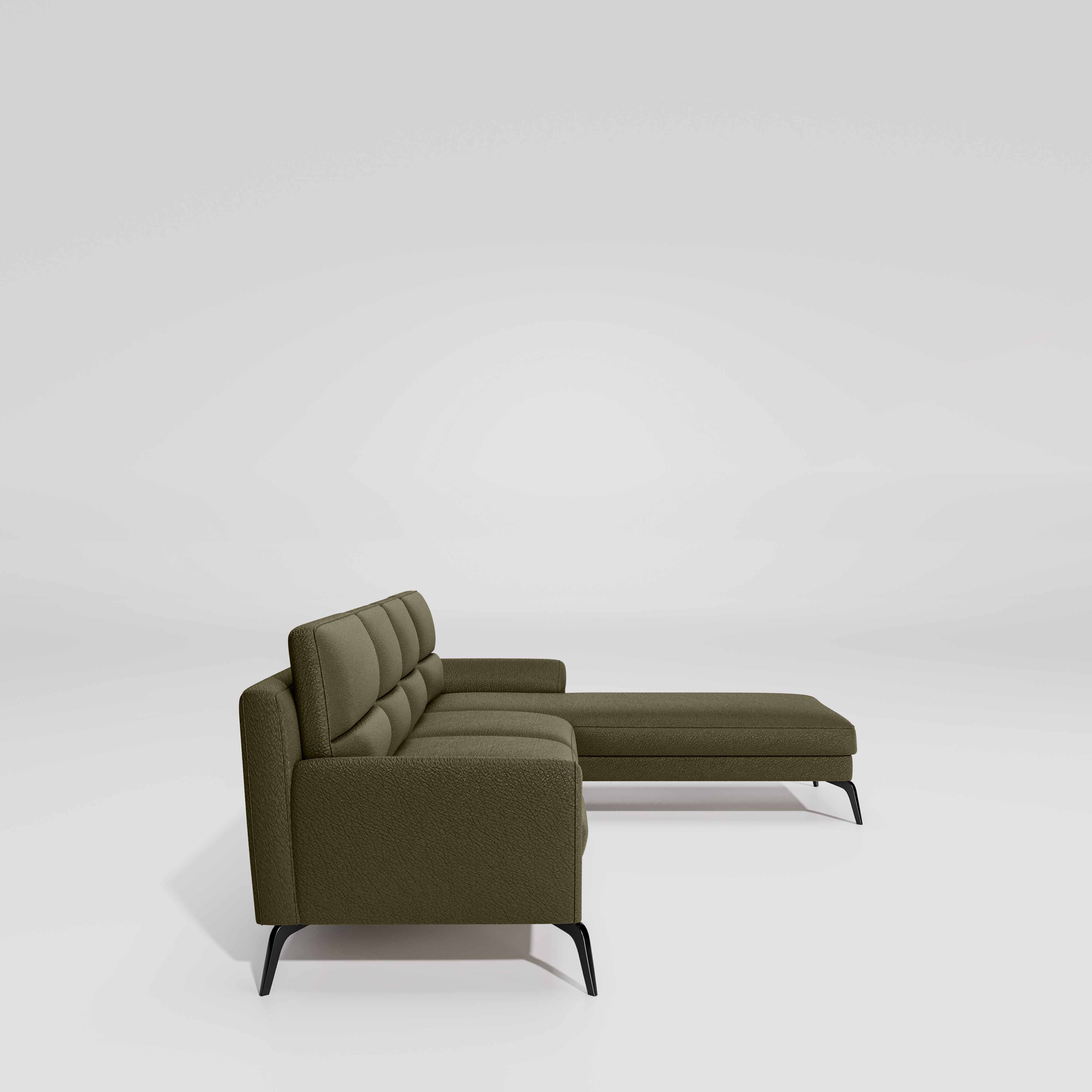 Octave 3 Seater with LH Lounger Suede Fabric - Avocado - Image 5