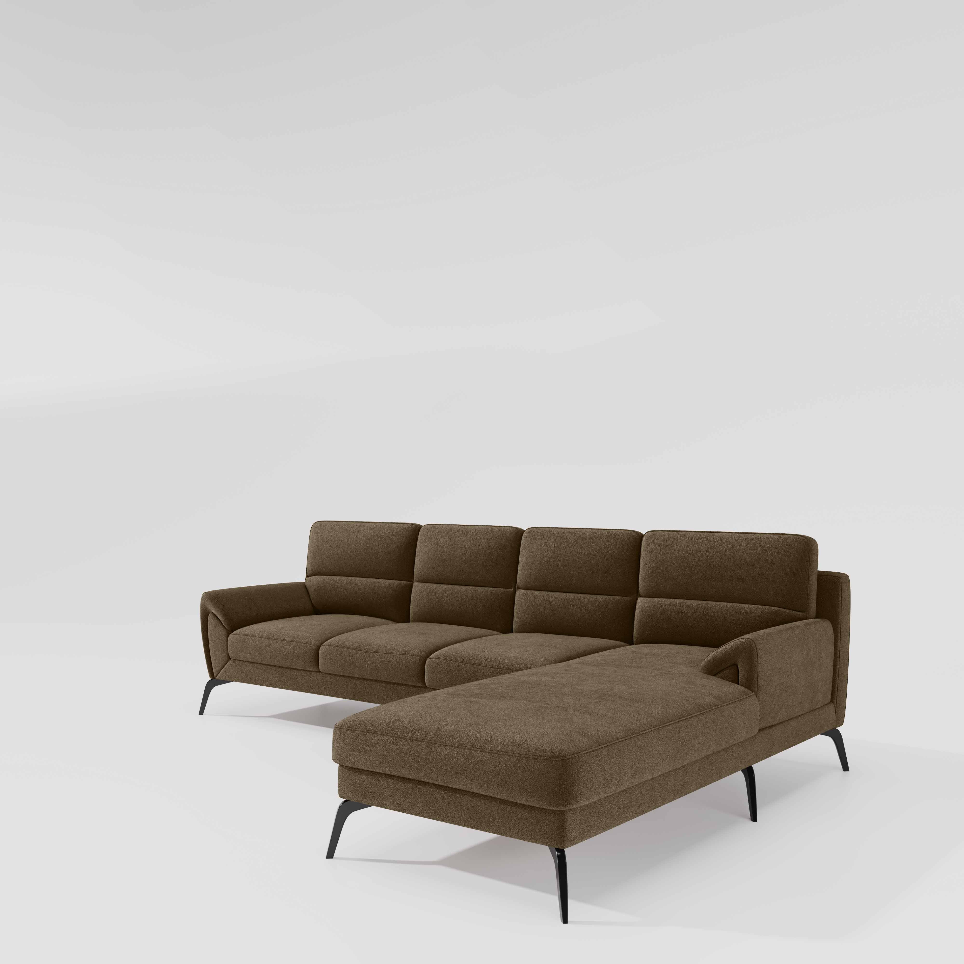 Octave 3 Seater with RH Lounger Water & Stain Repellent Fabric - Dark Earth - Image 4