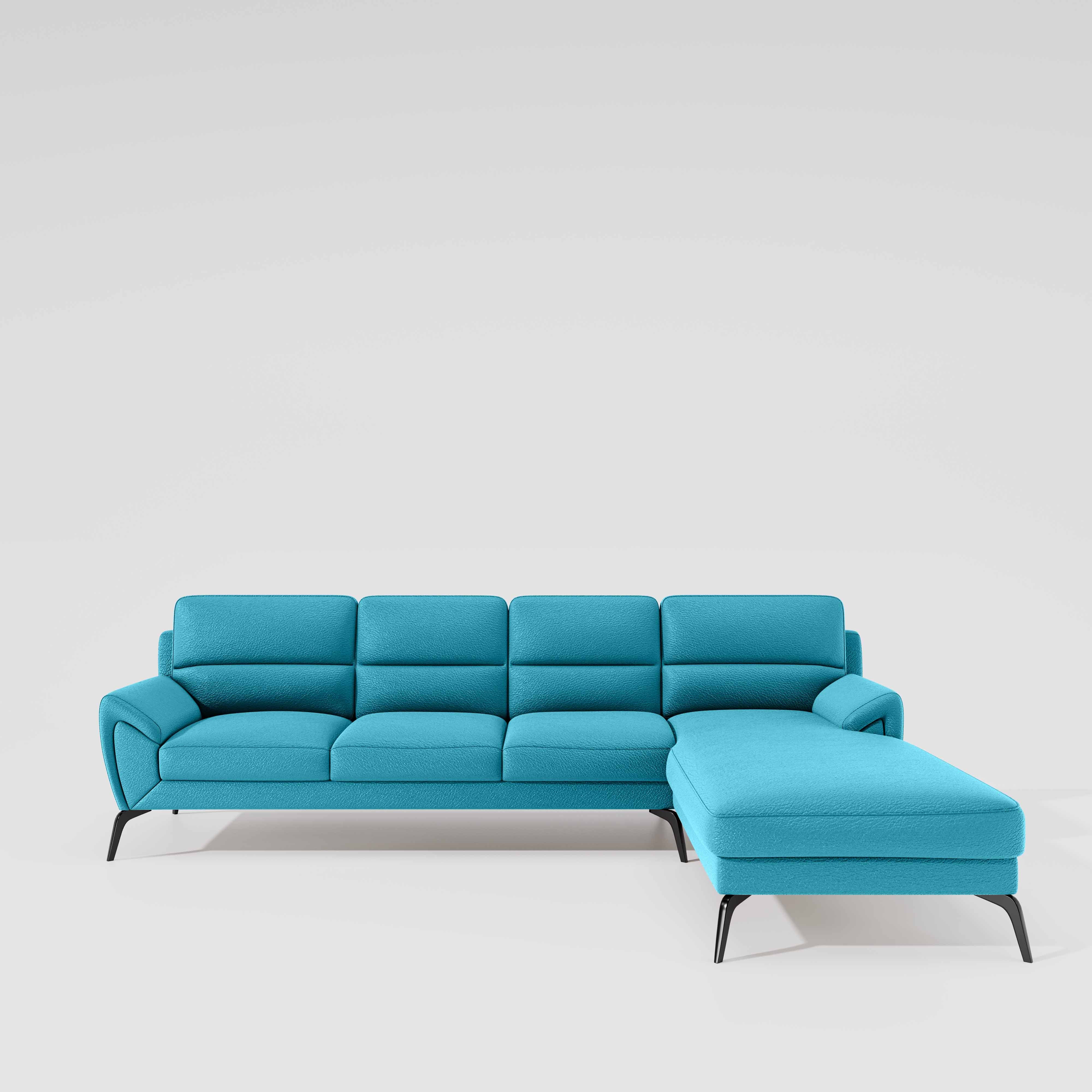 Octave 3 Seater with RH Lounger Suede Fabric - Celestial Blue - Image 2