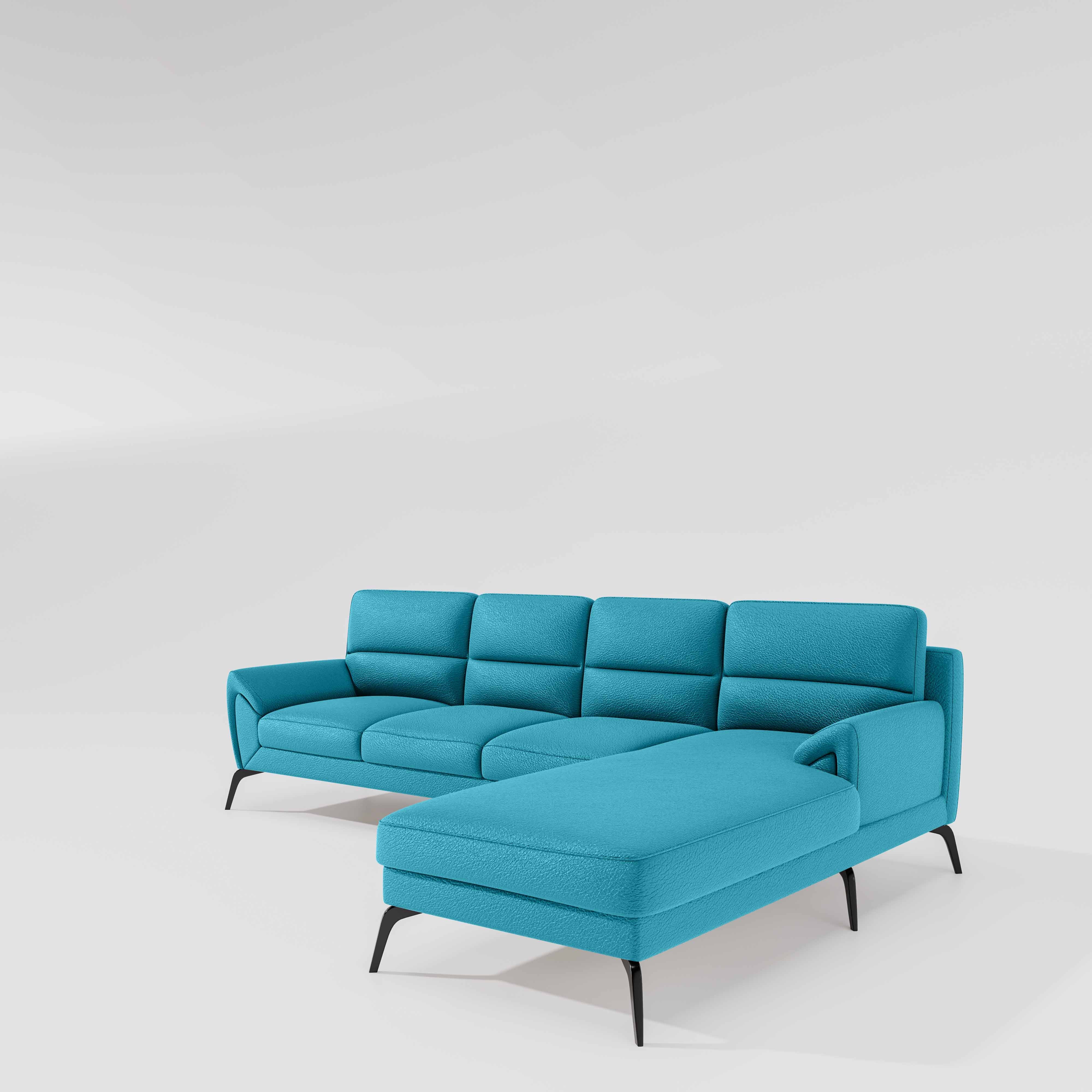 Octave 3 Seater with RH Lounger Suede Fabric - Celestial Blue - Image 4