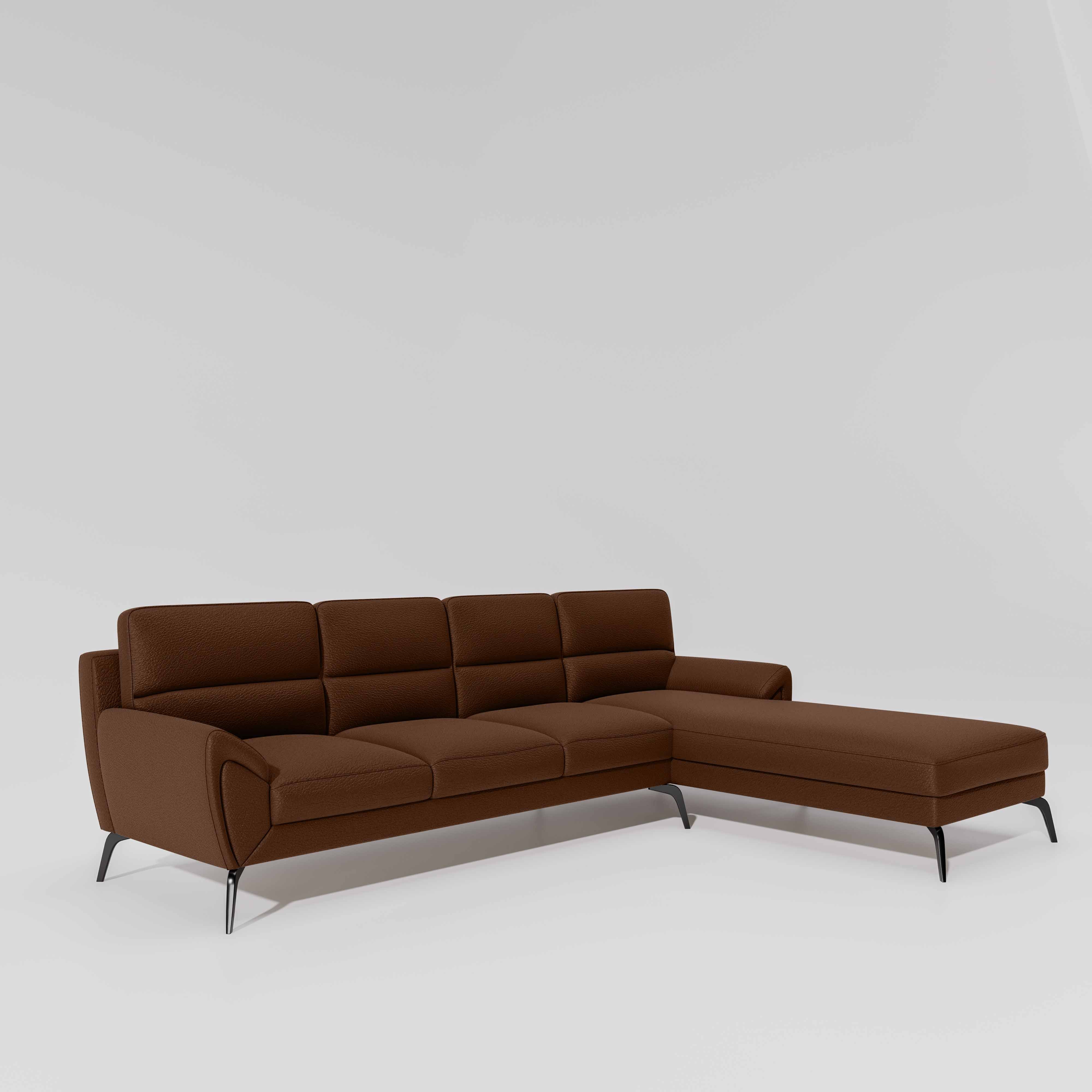Octave 3 Seater with RH Lounger Suede Fabric - Capuccino - Image 3