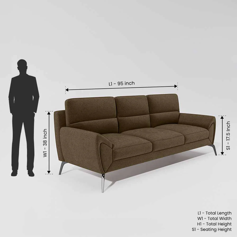 Octave 3 Seater Water & Stain Repellent Fabric - Dark earth - Image 7