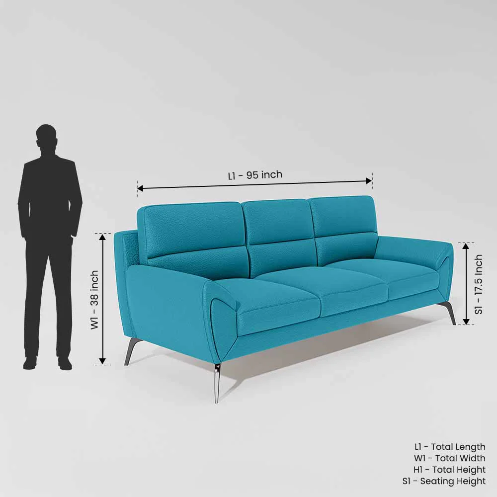 Octave 3 Seater Suede Fabric - Celestial blue - Image 7
