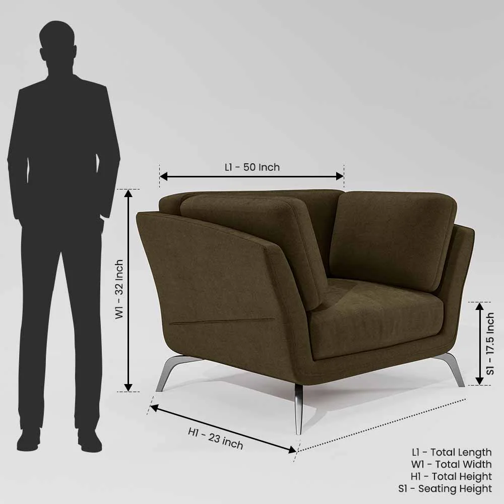 Symphony 1 Seater Water & Stain Repellent Fabric - Dark Earth - Image 7