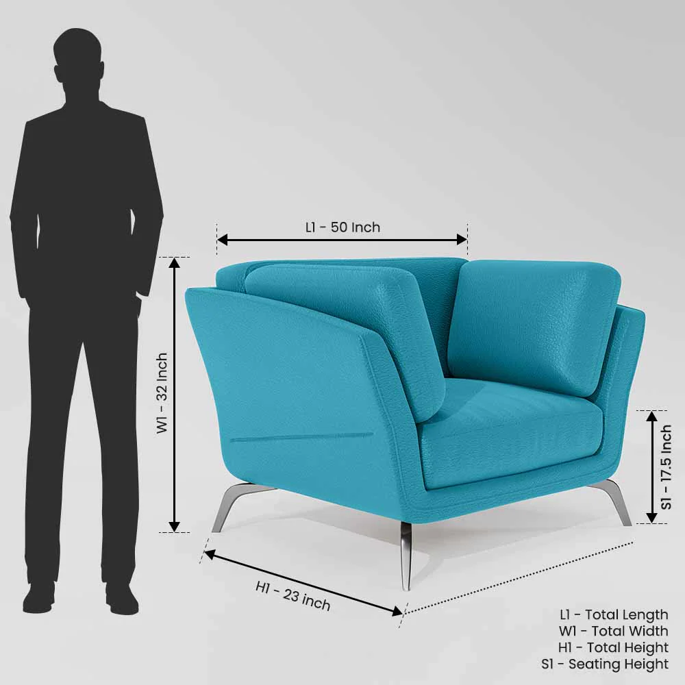 Symphony 1 Seater Suede fabric - Celestial Blue - Image 7