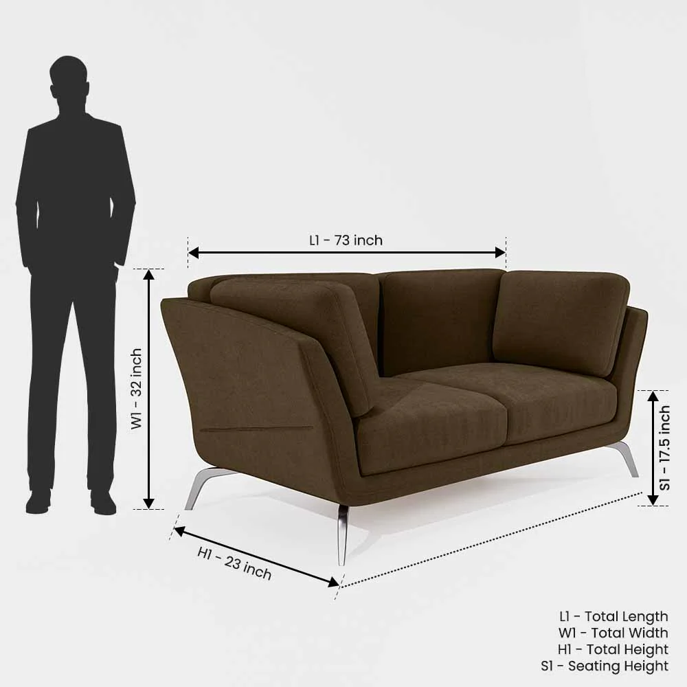 Symphony 2 Seater Water & Stain Repellent Fabric - Dark earth - Image 7