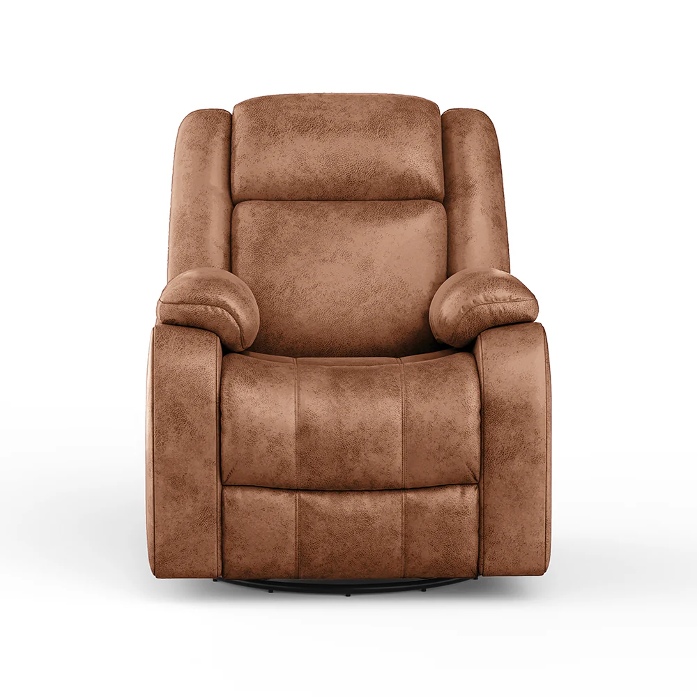 Avalon Rocking & Rotating Desert Orange Single Seater Suede Fabric Recliner - Image 2
