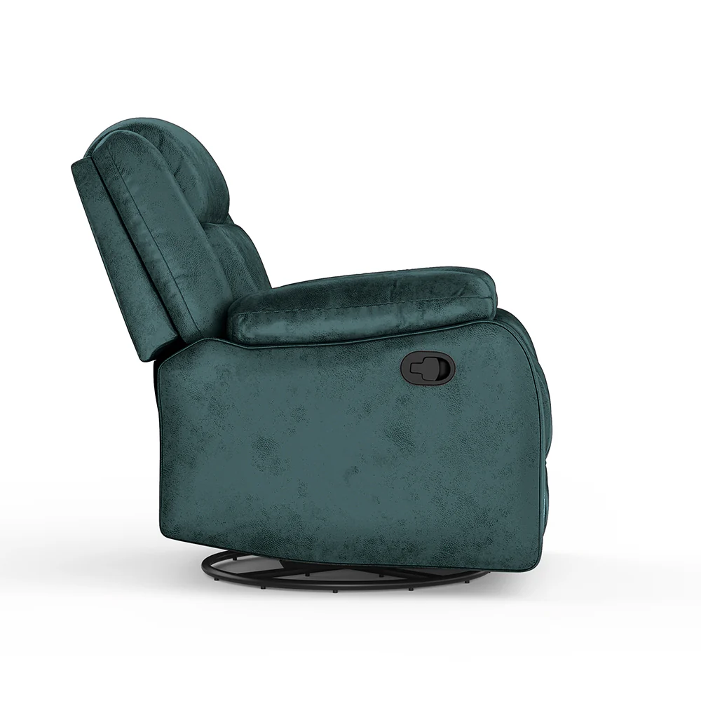 Avalon Rocking & Rotating Midnight Blue Single Seater Suede Fabric Recliner - Image 12