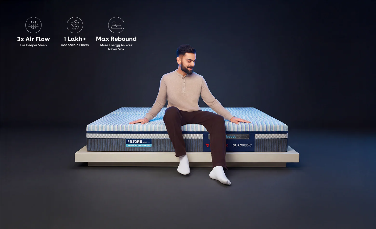 Duropedic Airboost 6.10 Arctic Ice Mattress | 1 lakh+ Airknit fibres with latex and adjustable firmness | 100 nights trial - Image 6