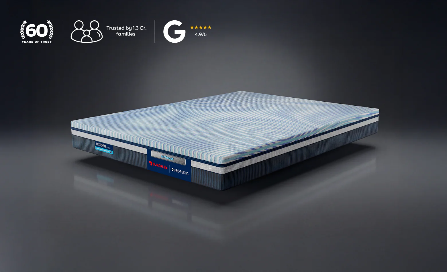Duropedic Airboost 6.8 Arctic Ice Mattress | 1 lakh+ Airknit fibres with latex and adjustable firmness | 100 nights trial - Image 9