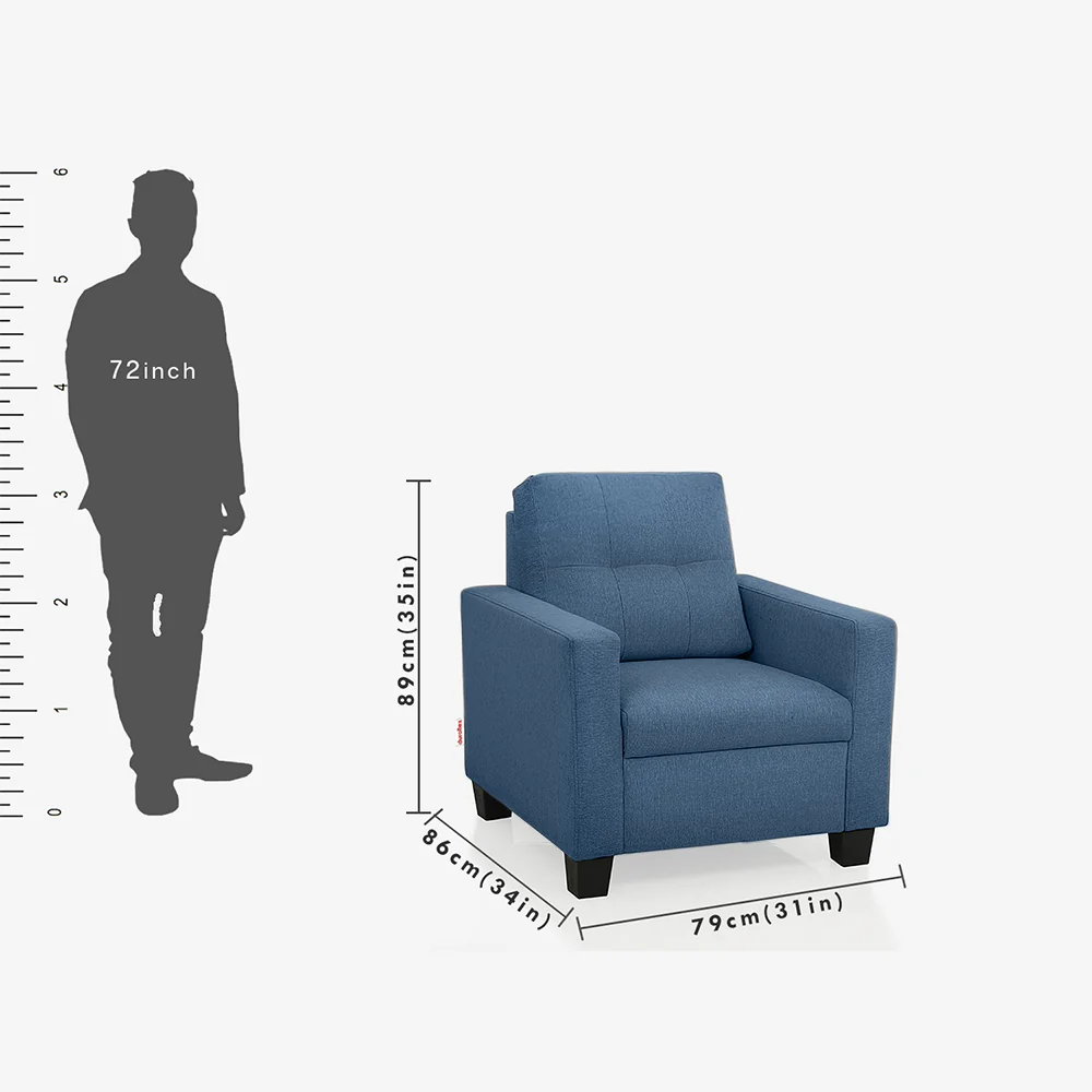 Ease Blue Fabric 1 seater sofa - Image 4