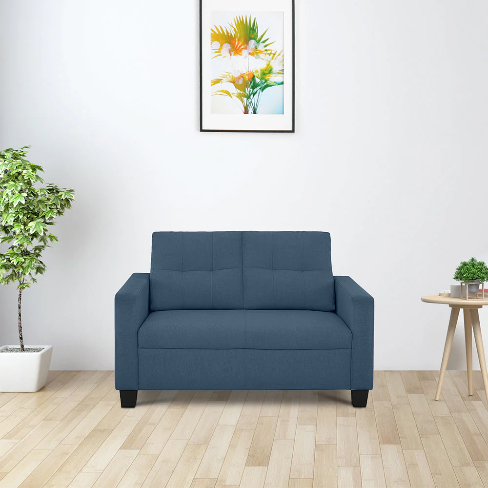 ease blue fabric 2 seater sofa