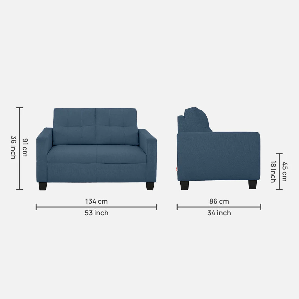 ease blue fabric 2 seater sofa - Image 4