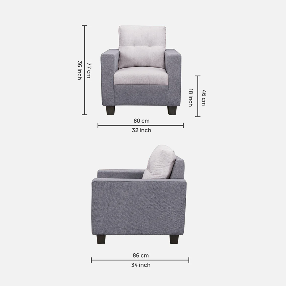 Ease Cool Grey Fabric 1 seater sofa - Image 4