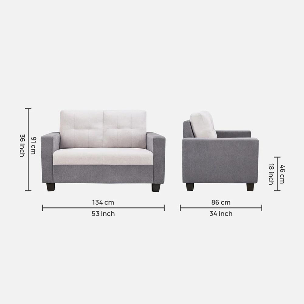 Ease Cool Grey Fabric 2 Seater Sofa - Image 4