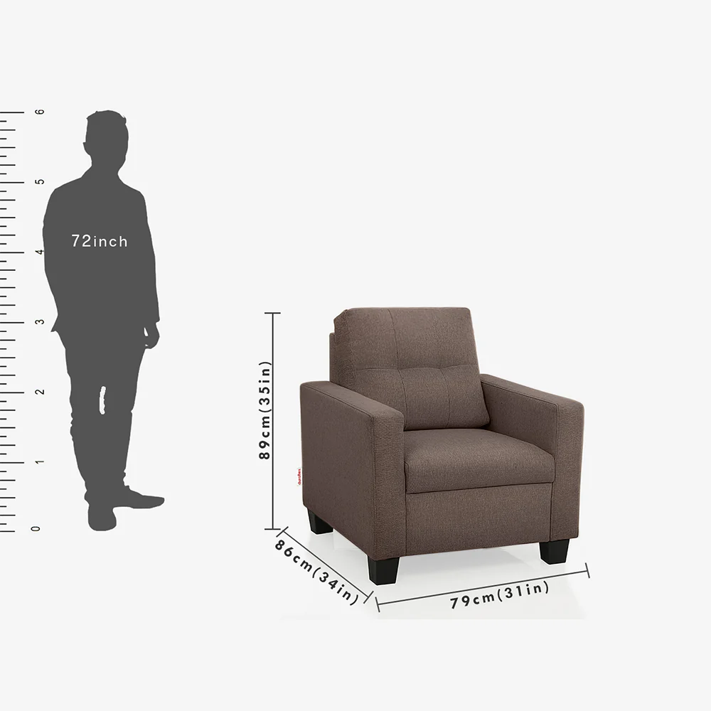 Ease Saddle Brown Fabric 1 seater sofa - Image 4