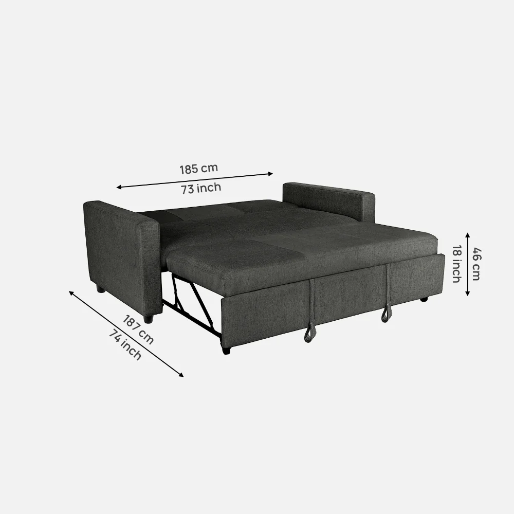 Ease Graphite Grey Fabric Sofa cum Bed - Image 7
