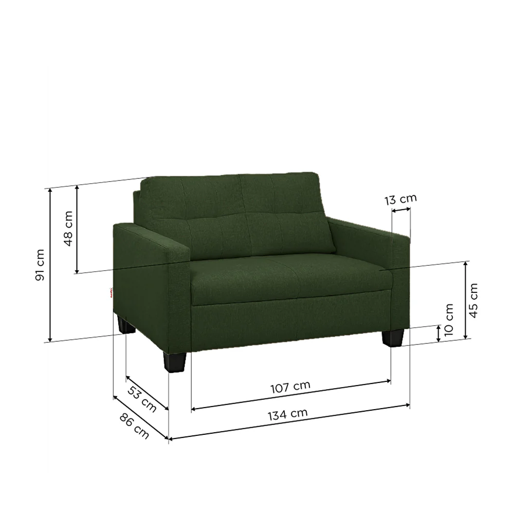 Ease Green Fabric 2 Seater Sofa - Image 4