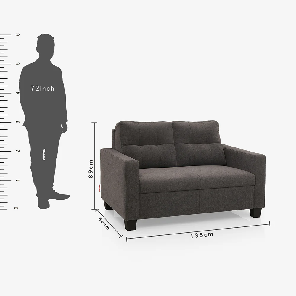 Ease Grey Fabric 2 Seater Sofa - Image 4